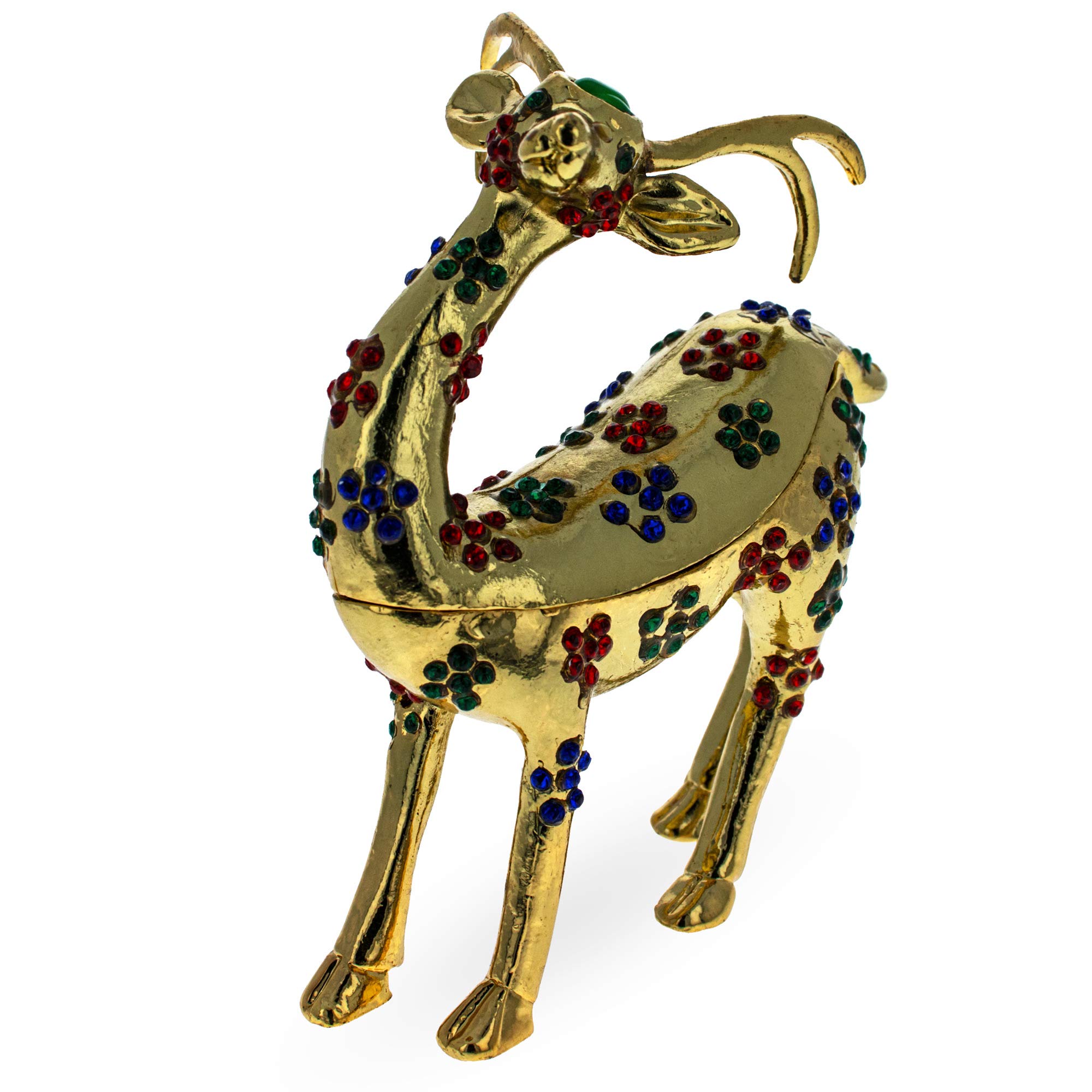 BestPysanky Jeweled Reindeer Trinket Box Figurine - Handcrafted Christmas Decor, Gift Box & Holiday Collectible - Perfect for Christmas Tree Ornaments, Home Decor, and Holiday Gift Giving