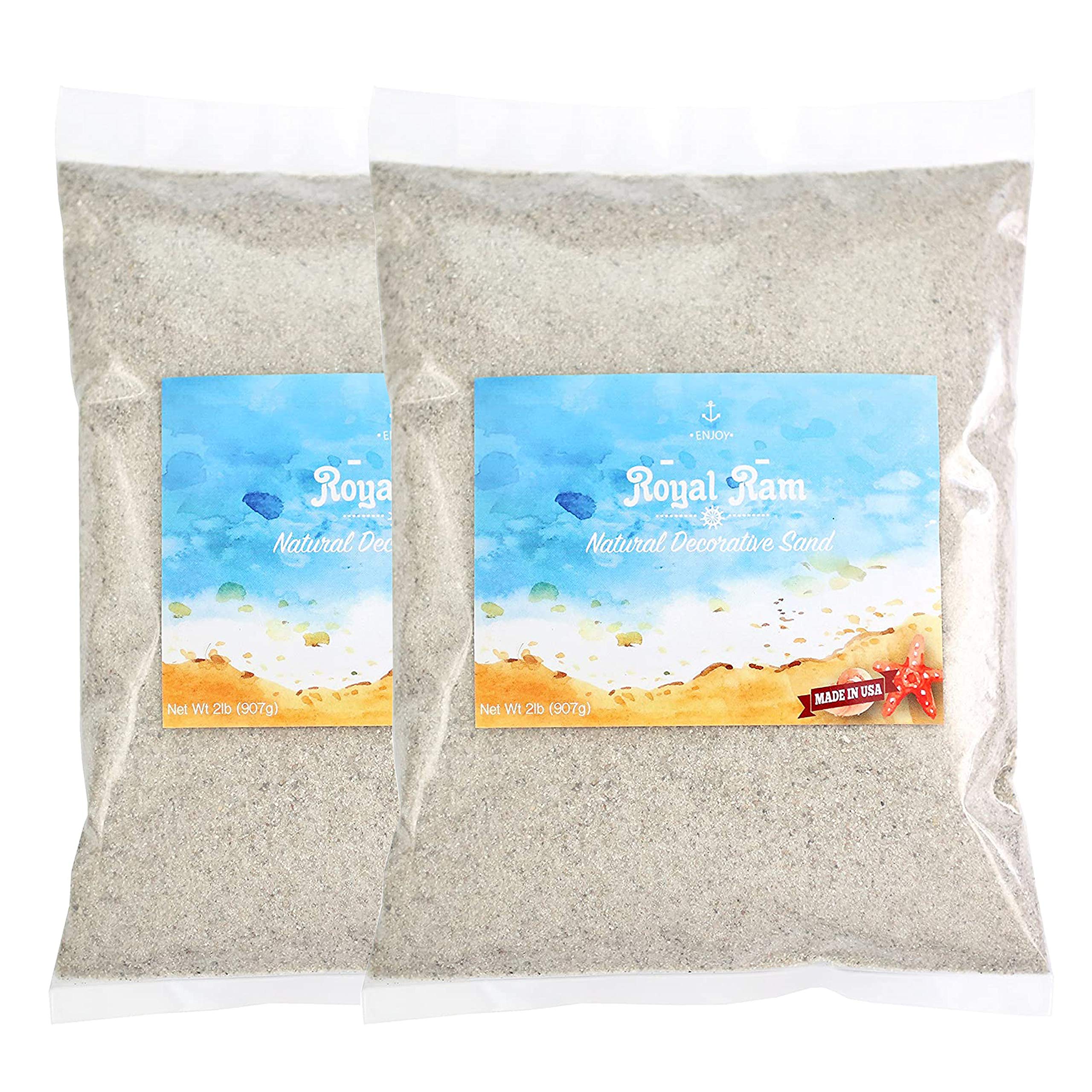 2 Pounds Natural Decorative Real Sand - Premium Vase Filler, Home Decor, DIY Crafts, Terrarium & Zen Garden Sand (2-Pack) - Perfect for Wedding Centerpieces, Beach Themed Parties, and Kids Sensory Play