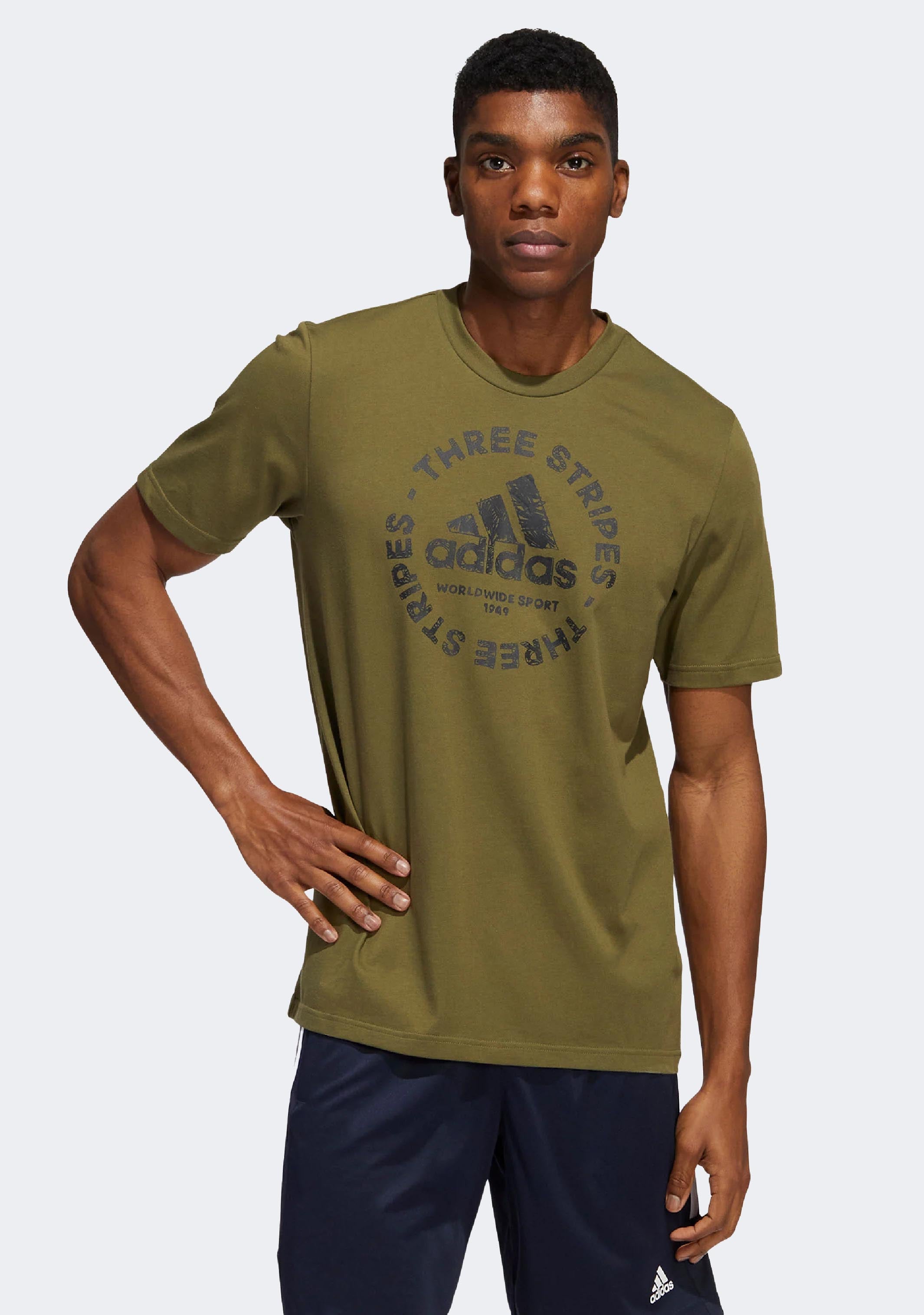 Adidas Men's Sketch Emblem Graphic T-Shirt - Casual Short Sleeve Cotton Tee for Streetwear, Gym & Everyday Wear