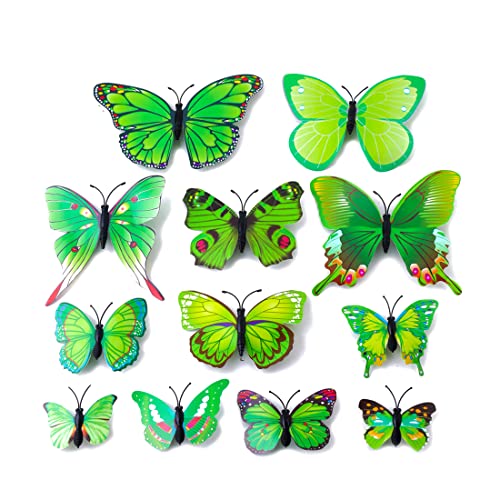 Melbees by Yellow Chimes 12-Piece Green Butterfly Alligator Hair Clips Set for Girls, Kids & Toddlers - Perfect for School, Parties & Everyday Hair Styling