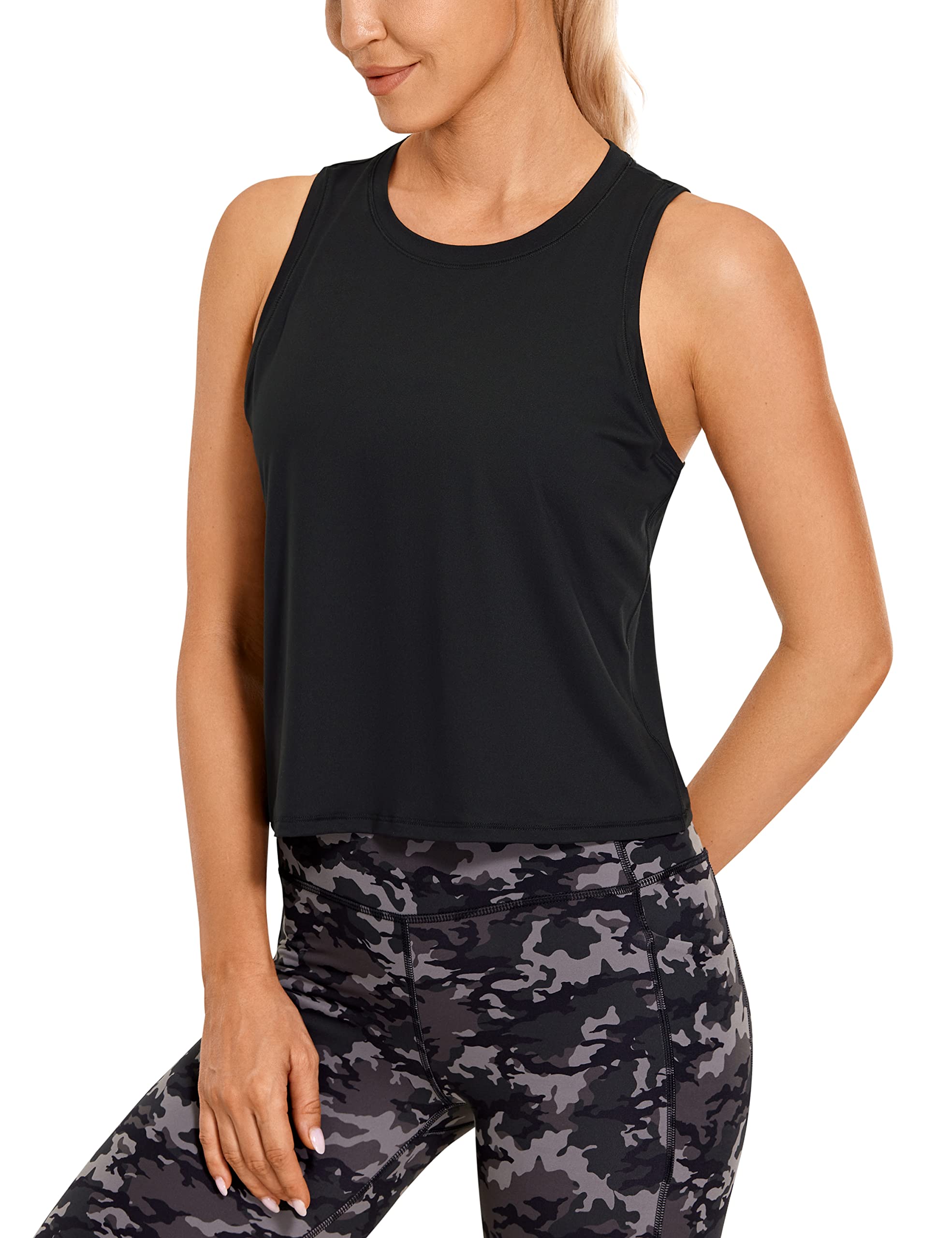 CRZ YOGA Women's Lightweight Racerback Tank Top - High Neck Cropped Workout Shirt for Running, Yoga & Gym | Moisture-Wicking & Breathable Activewear for Women