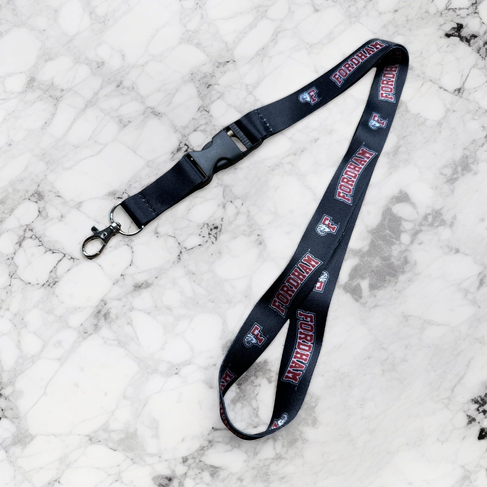 Fordham University FU Rams Lanyard - Detachable Breakaway Keychain with Snap Buckle for ID Badge, Car Keys & Essentials (Black) | Perfect for Campus Life, Work Security & Everyday Use