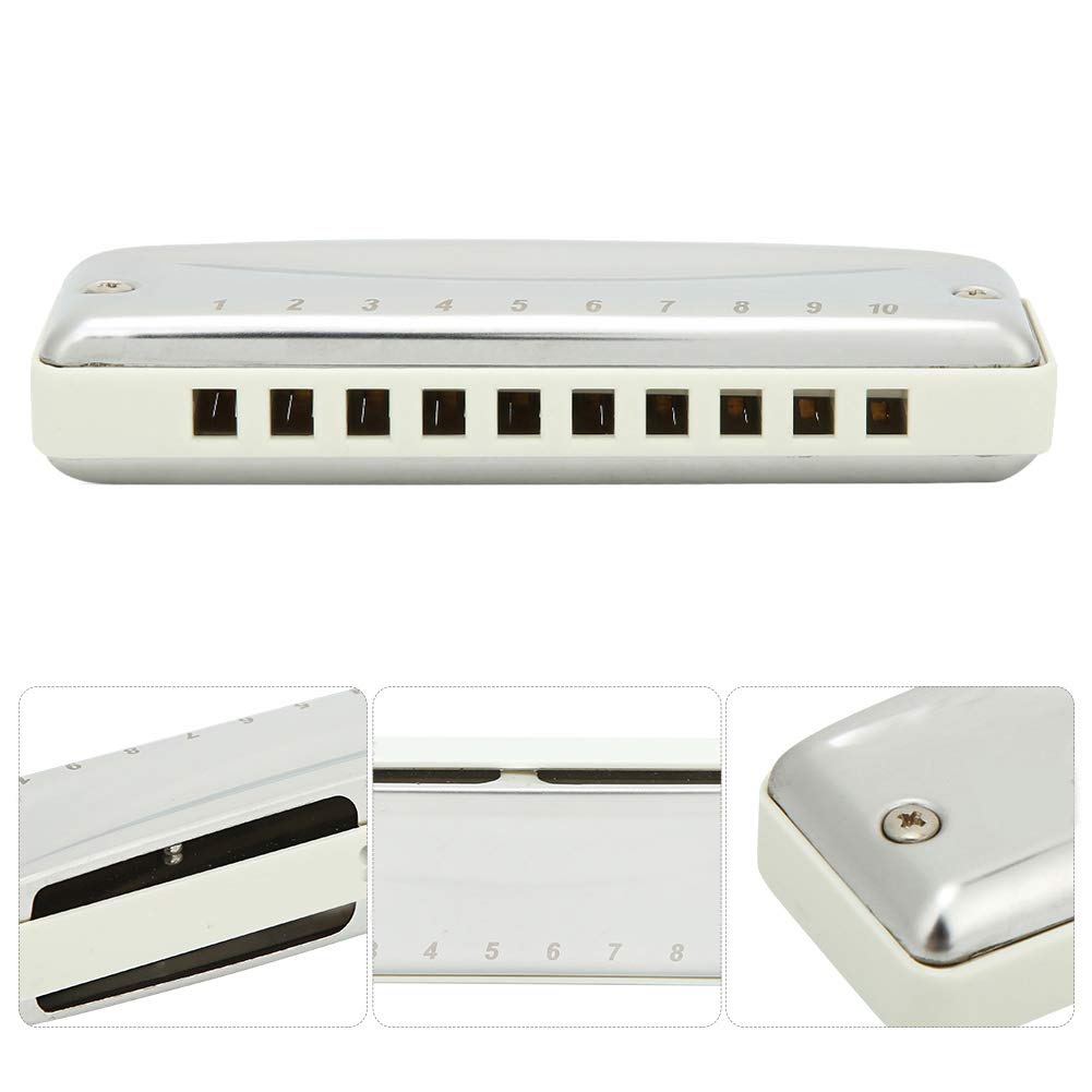 F Key Blues Harmonica - Diatonic Resin Wind Instrument for Kids, Adults & Beginners (White) | Perfect for Music Lessons, Blues Performances & Travel