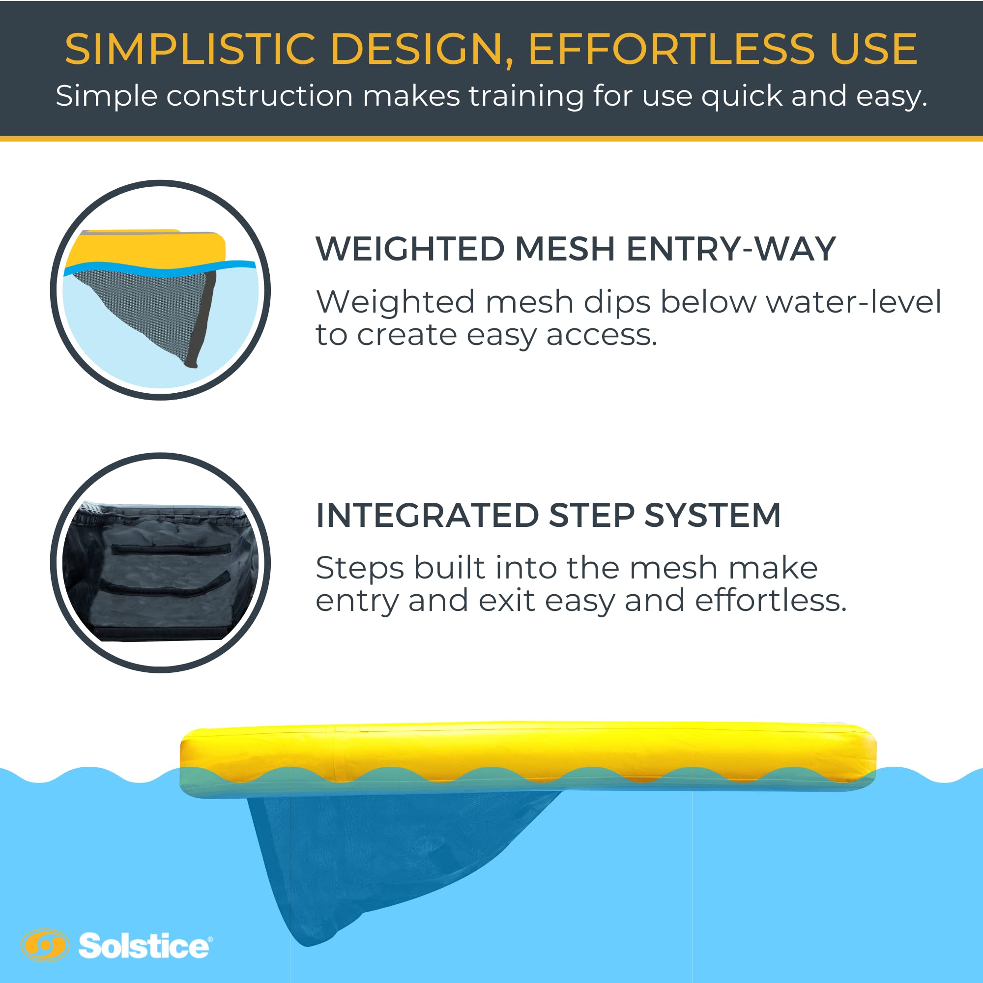 SOLSTICE ORIGINAL Inflatable Dog Ramp for Pools, Boats & Docks - Floating Pet Ladder with Non-Slip Steps for Large Dogs Up to 200 lbs - Claw-Friendly & Safe Swimming Access for Pets - Perfect for Backyard Pools, Lakeside Adventures & Dock Playtime