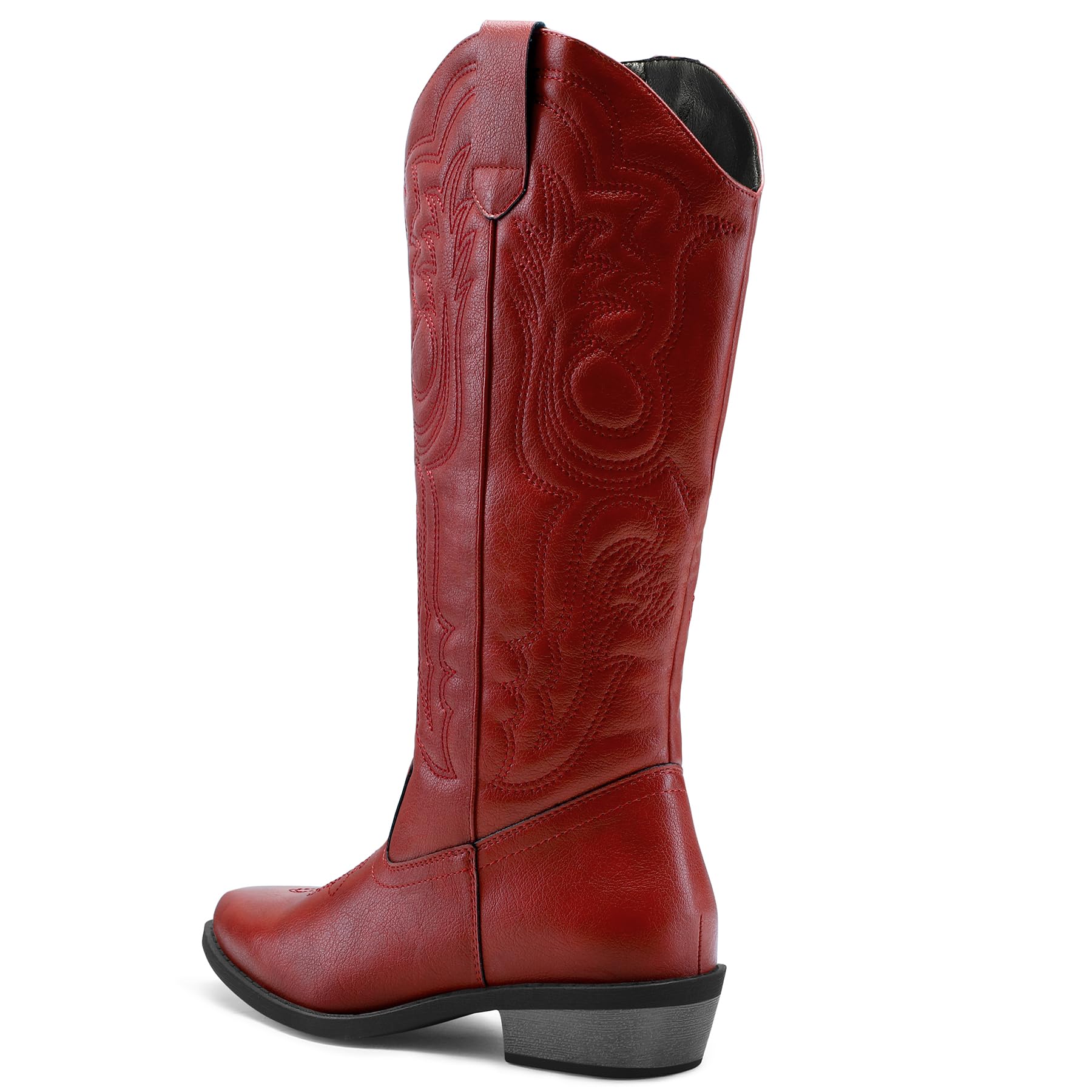 MySoft Women's Cowgirl Boots - Embroidered Western Cowboy Boots with Pointed Toe & Chunky Heel, Mid Calf to Knee High Pull On Boots for Country Dancing, Rodeo & Fashion Outfits