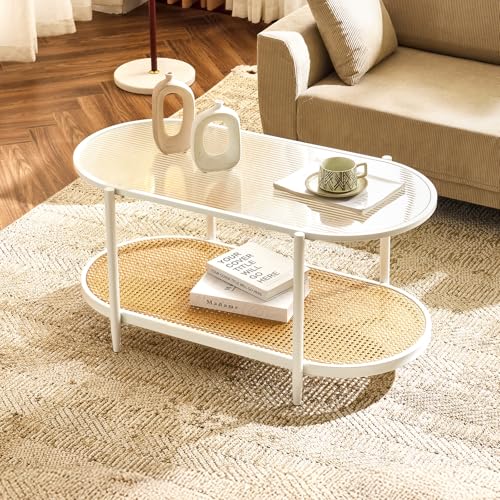 Glass-oval Rattan White