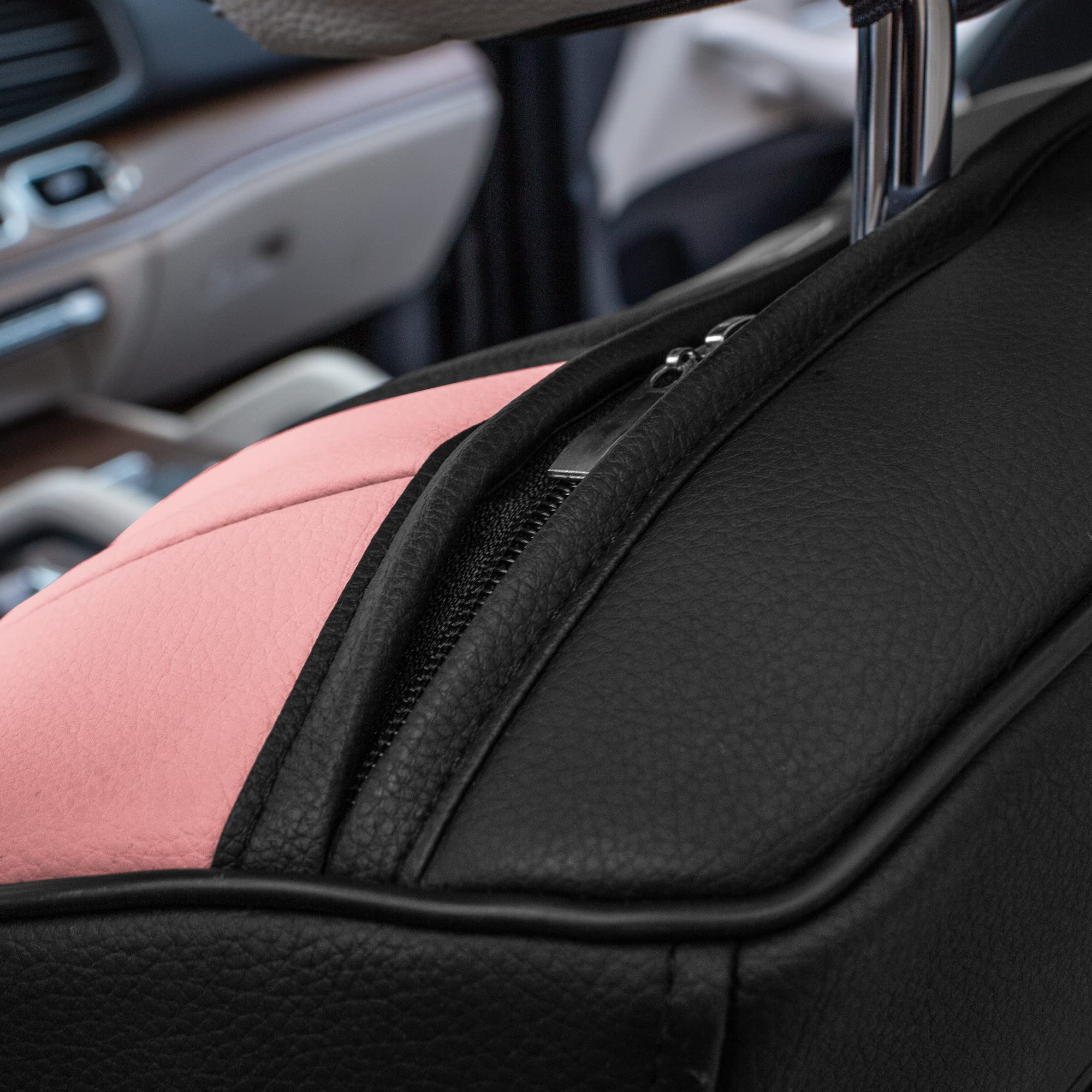 Premium TLH Hybrid70 Deluxe Faux Leather Pink Car Seat Covers with Modern Pattern – Universal Fit Front Set (2 Pack), Waterproof Seat Protector for Cars, Trucks & SUVs | Comfortable & Stylish Upgrade for Daily Commute, Road Trips & Family Travel