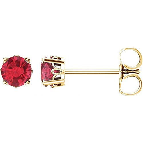 14K Yellow Gold Ruby Stud Earrings for Women - ICE CARATS 4-Prong Scroll Setting® Fine Jewelry - Perfect Gift for Her, Birthday, Anniversary & Special Occasions