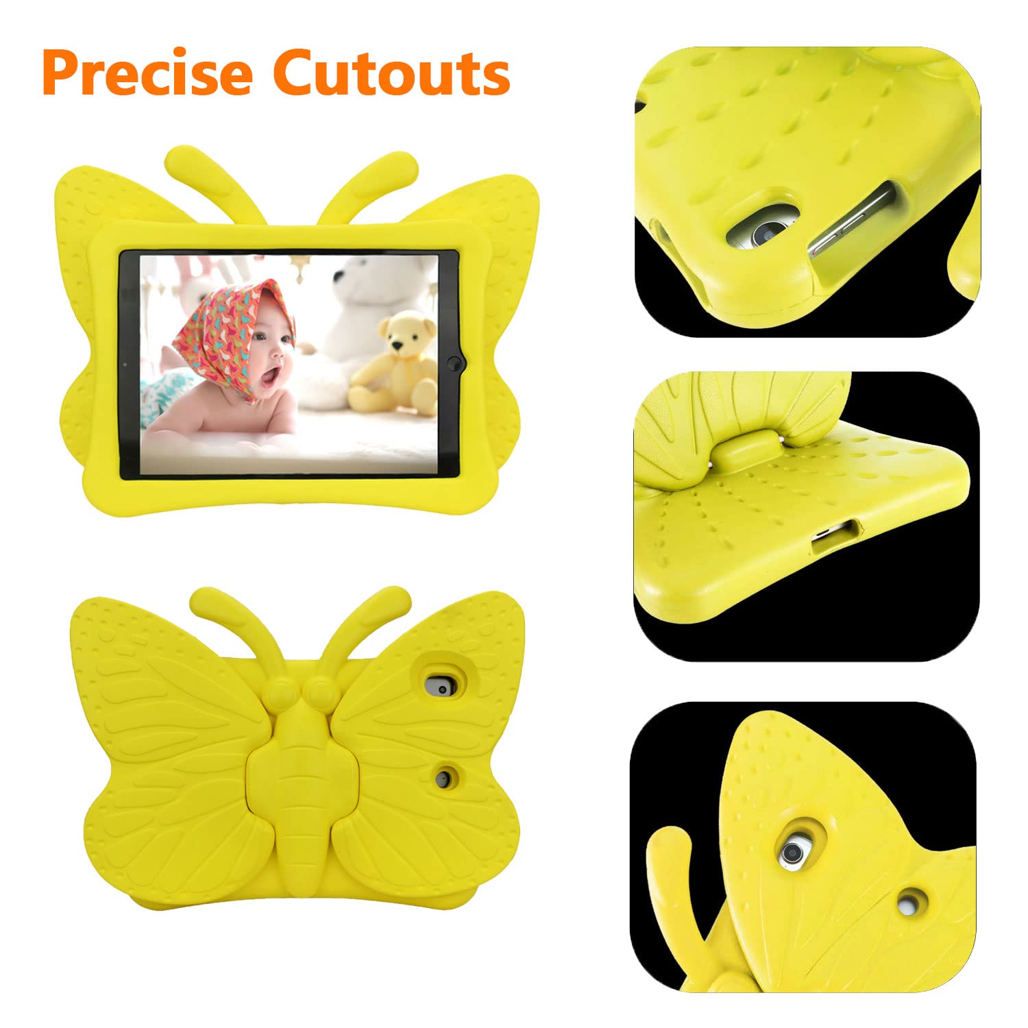 Shockproof Cute Butterfly EVA Foam iPad Case for Kids - Compatible with iPad 9th/8th/7th Gen (2021/2020/2019) & iPad Air 3/Pro 10.5