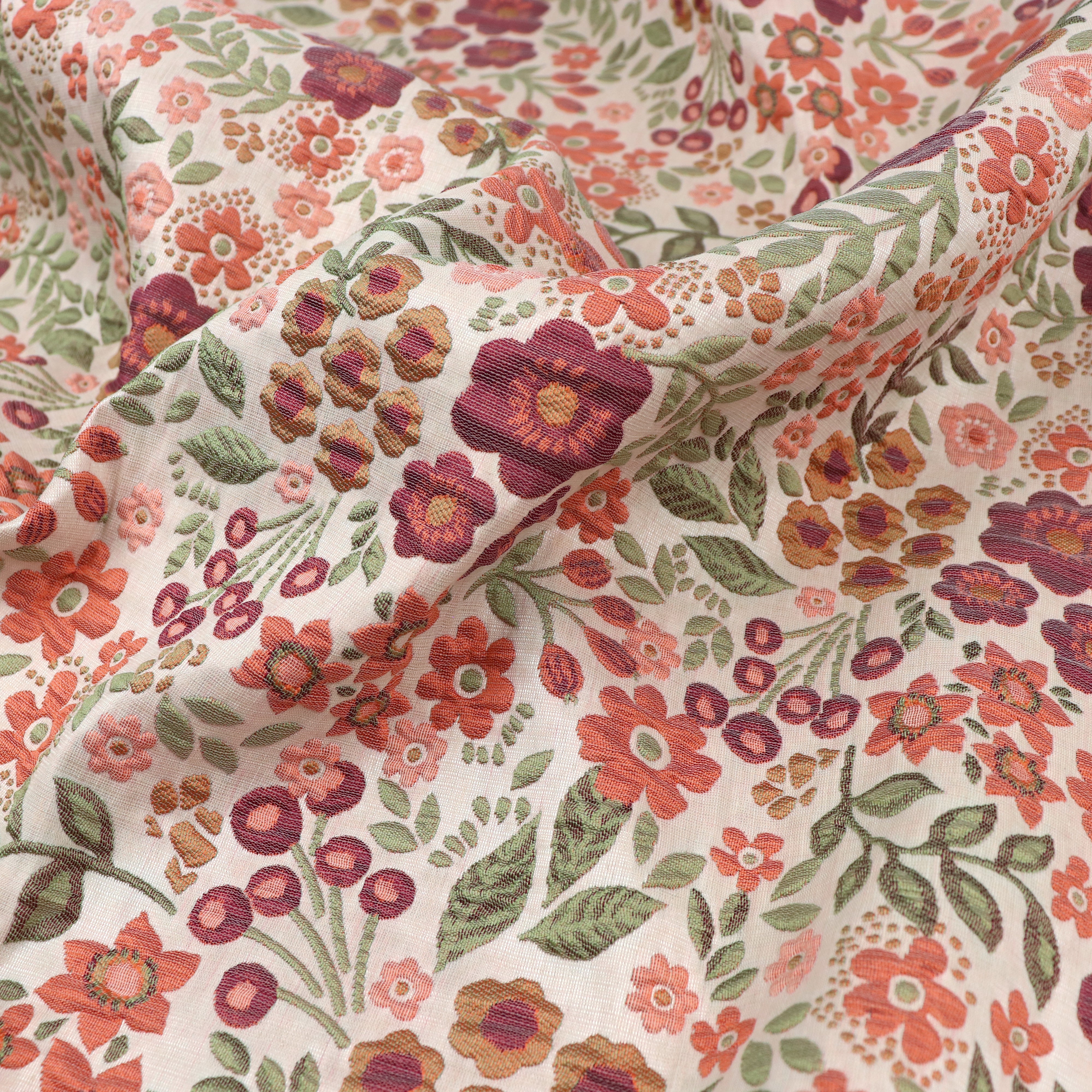 Jacquard Matelassé Buttercup Floral Duvet Cover Set - Orange & Green Botanical Print Bedding for Master Bedroom or Guest Room
