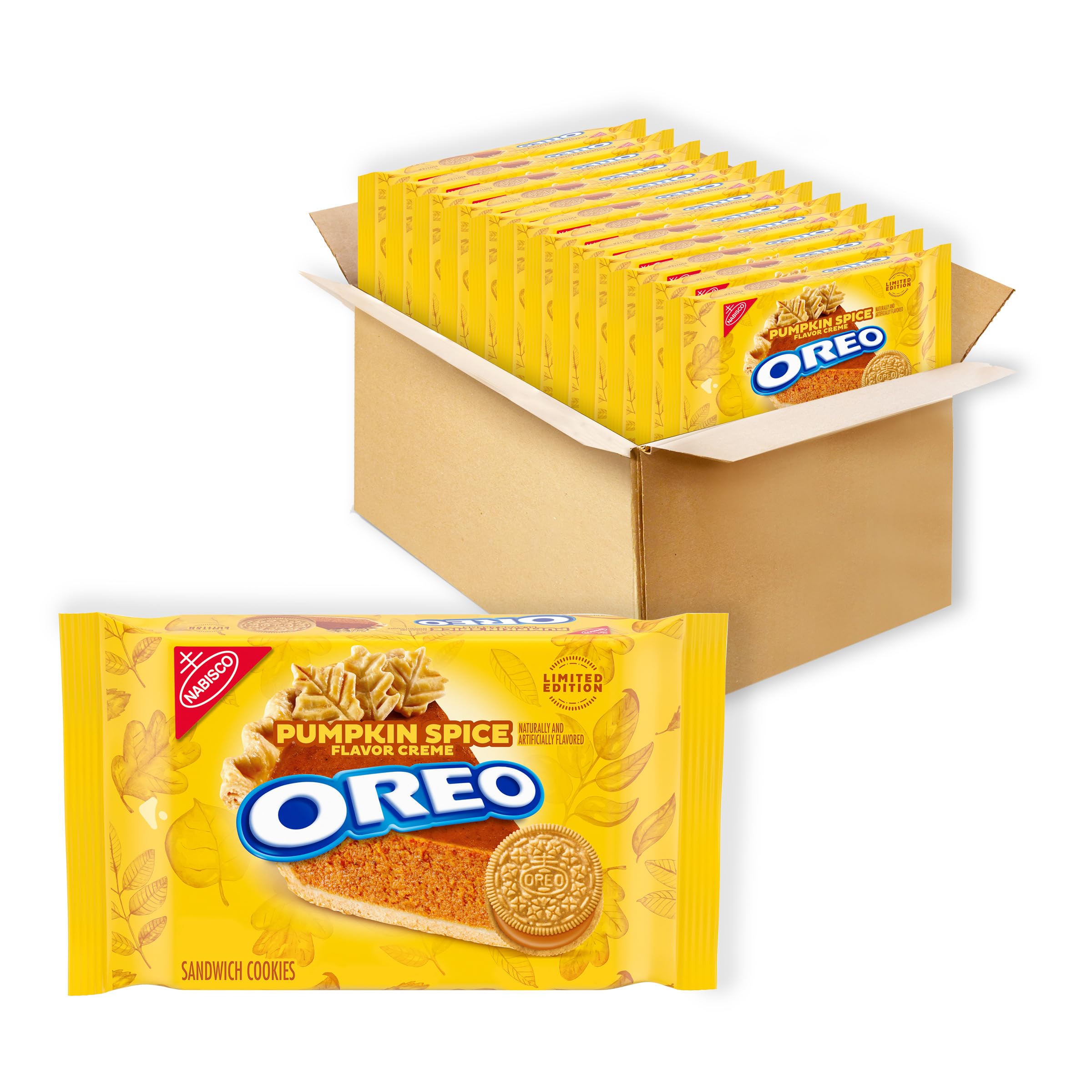 OREO Pumpkin Spice Sandwich Cookies - Limited Edition Fall Treat, 12 Pack (12.2 oz) - Perfect for Halloween Parties, Thanksgiving Desserts & Seasonal Gift Baskets