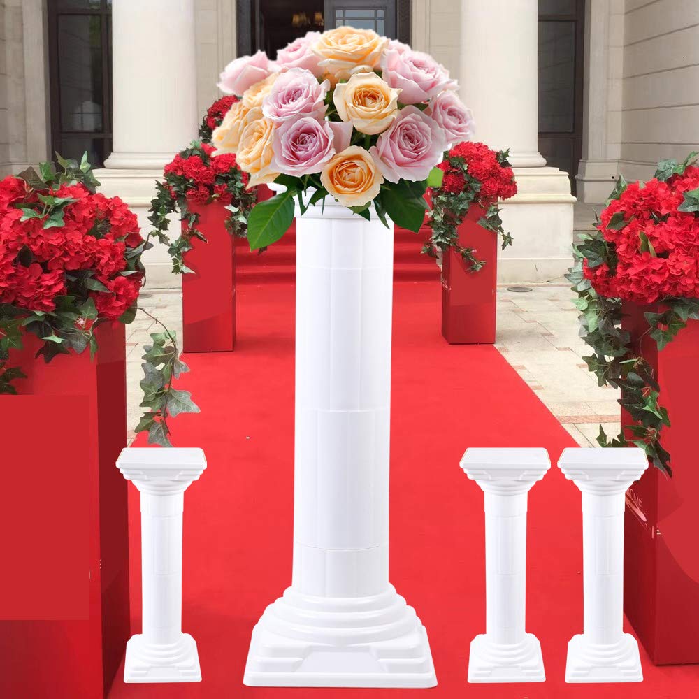 LOYALHEARTDY 4-Pack White Roman Wedding Columns - 31 Inch Tall Elegant Pillar Set for Wedding Decor, Party & Event Decoration - Perfect for Ceremony Aisle, Reception Centerpieces and Photo Backdrops