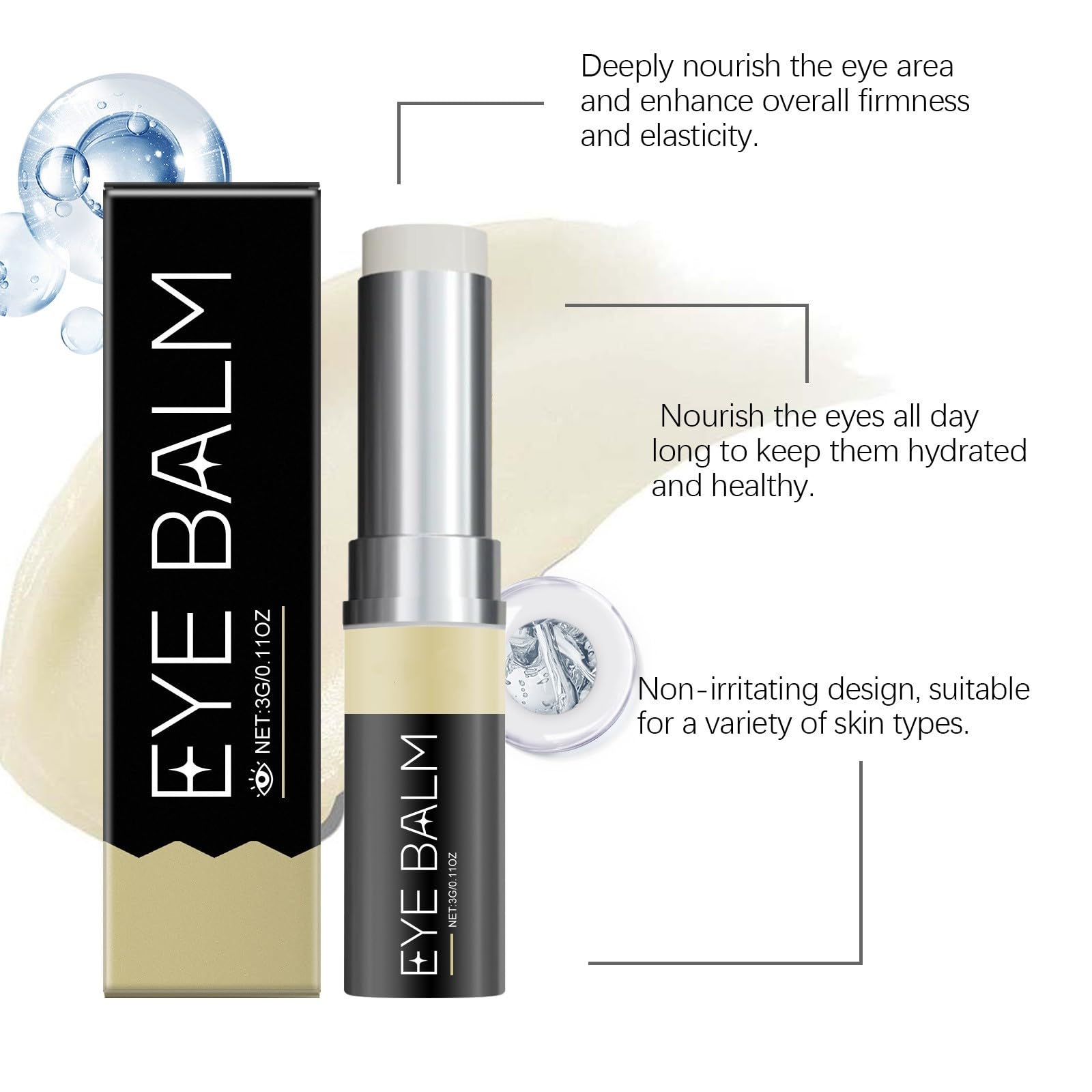 Retinol Eye Stick for Dark Circles & Puffiness - Under Eye Treatment Serum with Anti-Aging Formula - 3 Pack for Dark Circle Removal & Eye Bag Reduction | Perfect for Morning Routine, Travel & Night Skincare
