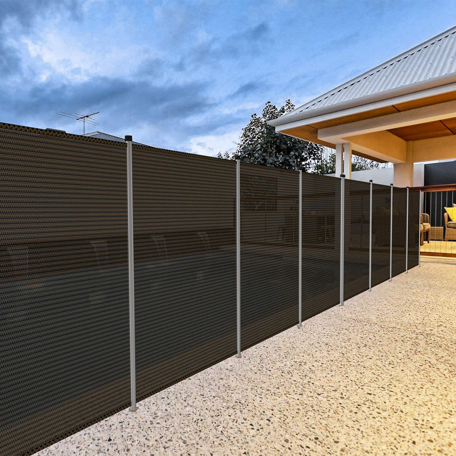 4'x16' Brown Removable Outdoor Privacy Screen & Pool Safety Fence - Heavy Duty Barrier for Inground Pools, Deck, Backyard, Patio | Perfect for Family Protection, Pet Safety & Creating Private Outdoor Spaces