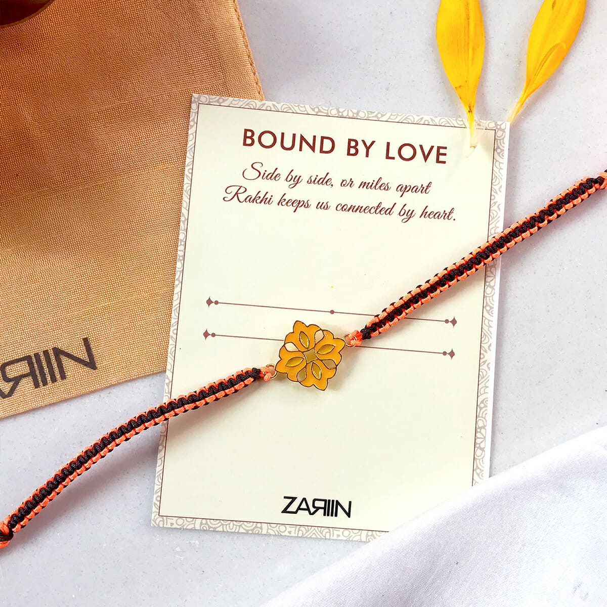 Yellow Flower of Affection Rakhi - Traditional Indian Bracelet for Raksha Bandhan, Brother-Sister Bonding & Festival Gifts