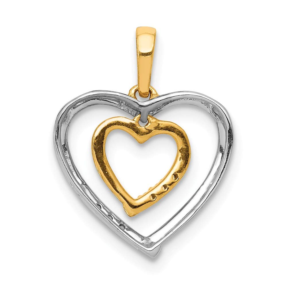 14K Yellow, White & Rose Gold Heart Charm Pendant with Diamonds - Elegant Jewelry Gift for Women, Valentine's Day, Anniversary & Special Occasions