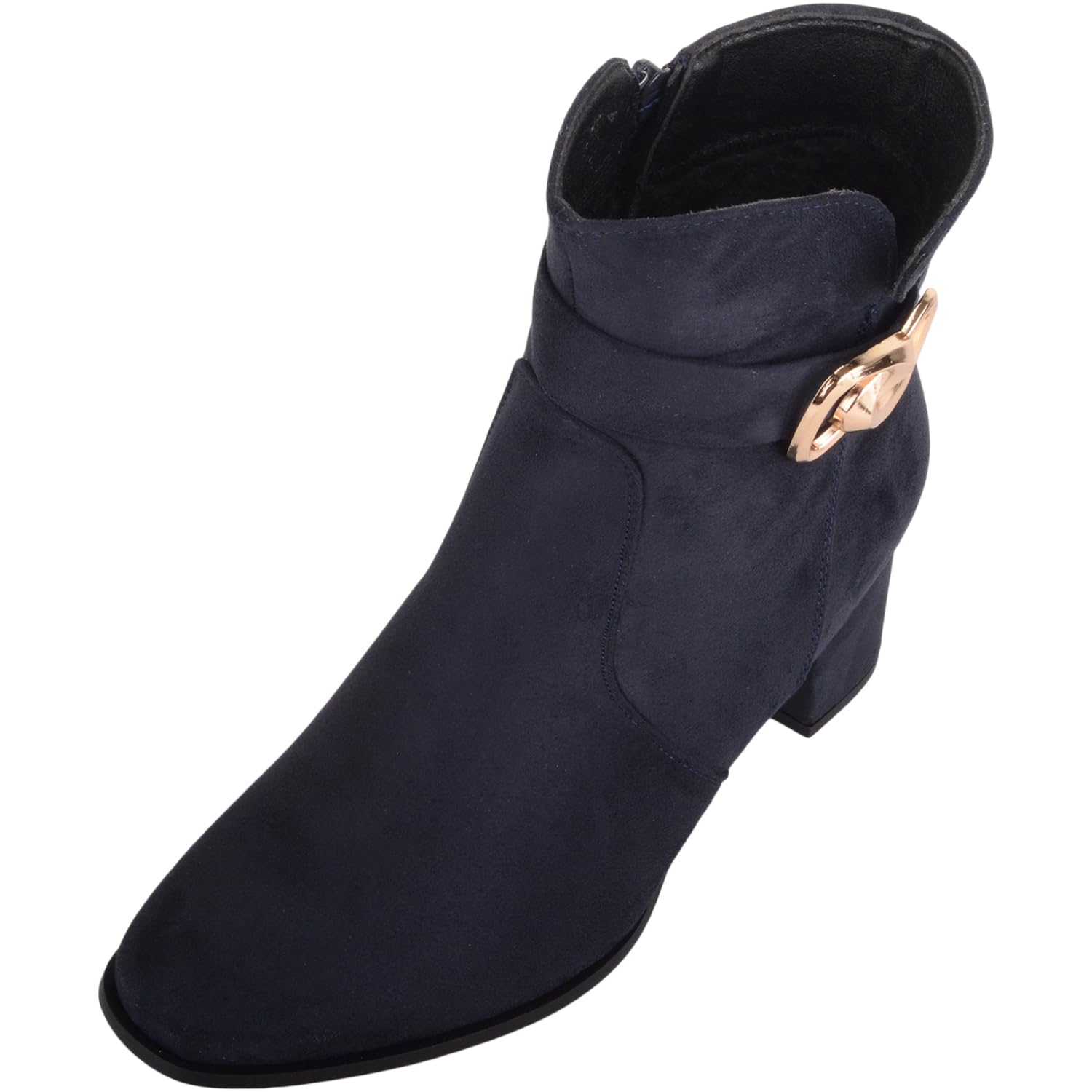 Women's Slip On Ankle Boots - Comfortable Casual Shoes with Brass Detailing for Work, Travel & Everyday Wear