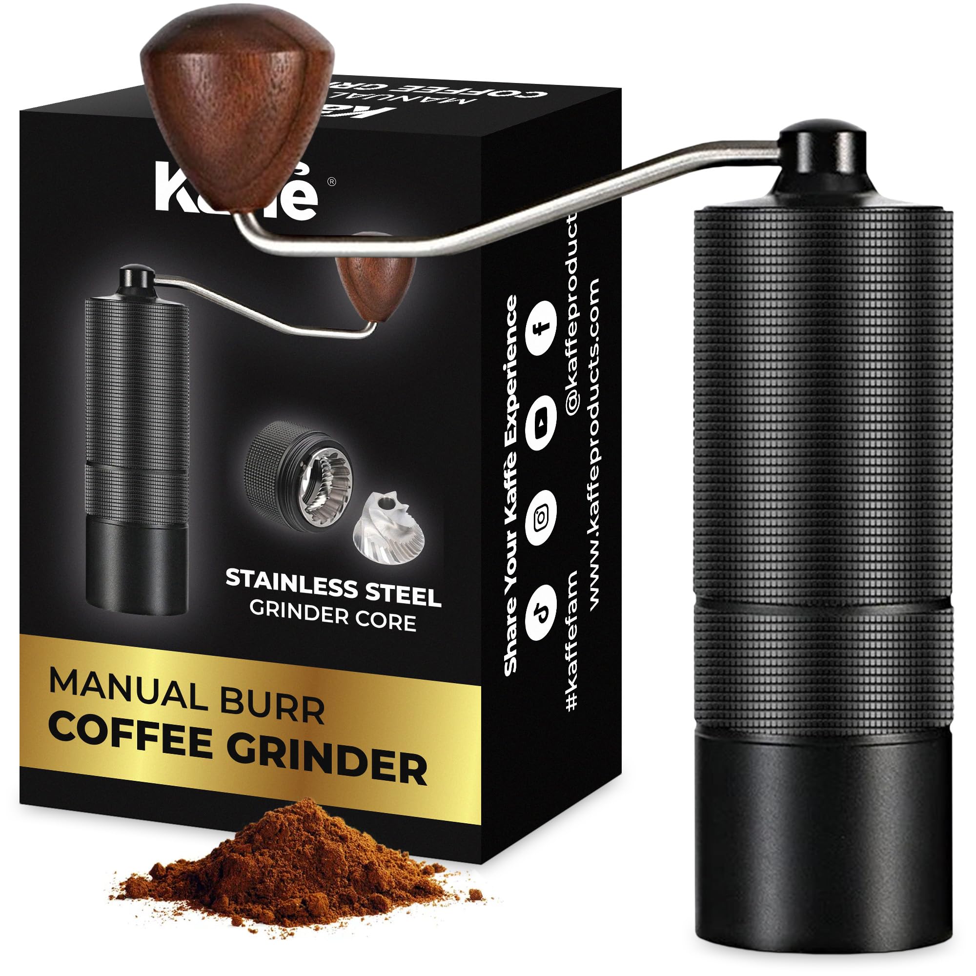 Premium Stainless Steel Manual Coffee Grinder - Adjustable Burr for Espresso, French Press & Cold Brew - Portable Hand Crank Mill for Camping, Travel & Home Use - Easy to Clean & Silent Operation