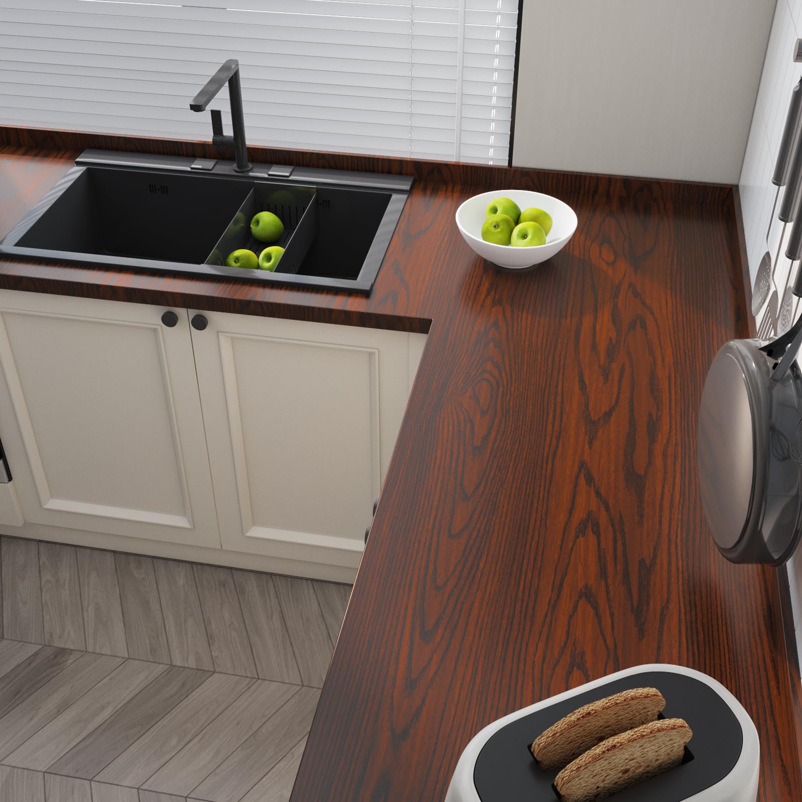 VEELIKE Mahogany Brown Wood Wallpaper Peel and Stick - Self Adhesive Waterproof Wood Grain Contact Paper for Cabinets, Countertops, Tables, Kitchen Shelves & Furniture - 118