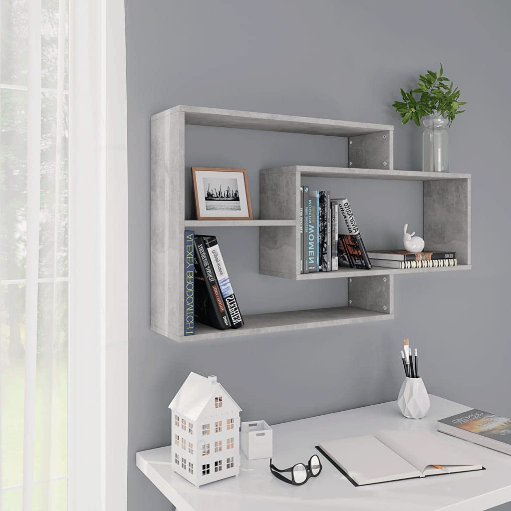 Stylish Floating Wall Shelves Set of 3 - Modern Concrete Gray Bookshelves for Living Room, Bedroom & Office - 40.9