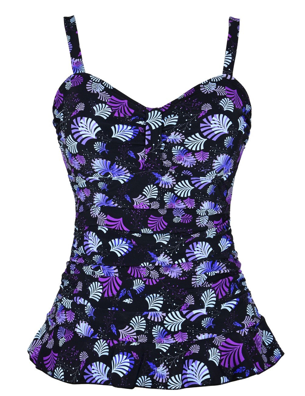 Mycoco Women's Padded Ruffle Hem Swim Top - Shirred Tankini Swimsuit for Women | Perfect for Beach, Pool & Summer Vacations