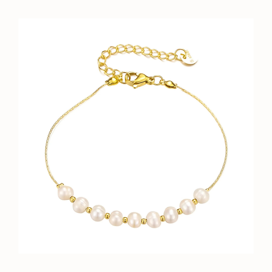 18K Gold Dainty Freshwater Pearl Bead Bracelet for Women - Elegant Minimalist Jewelry Gift for Her | Perfect for Weddings, Parties & Everyday Wear (JDB173)
