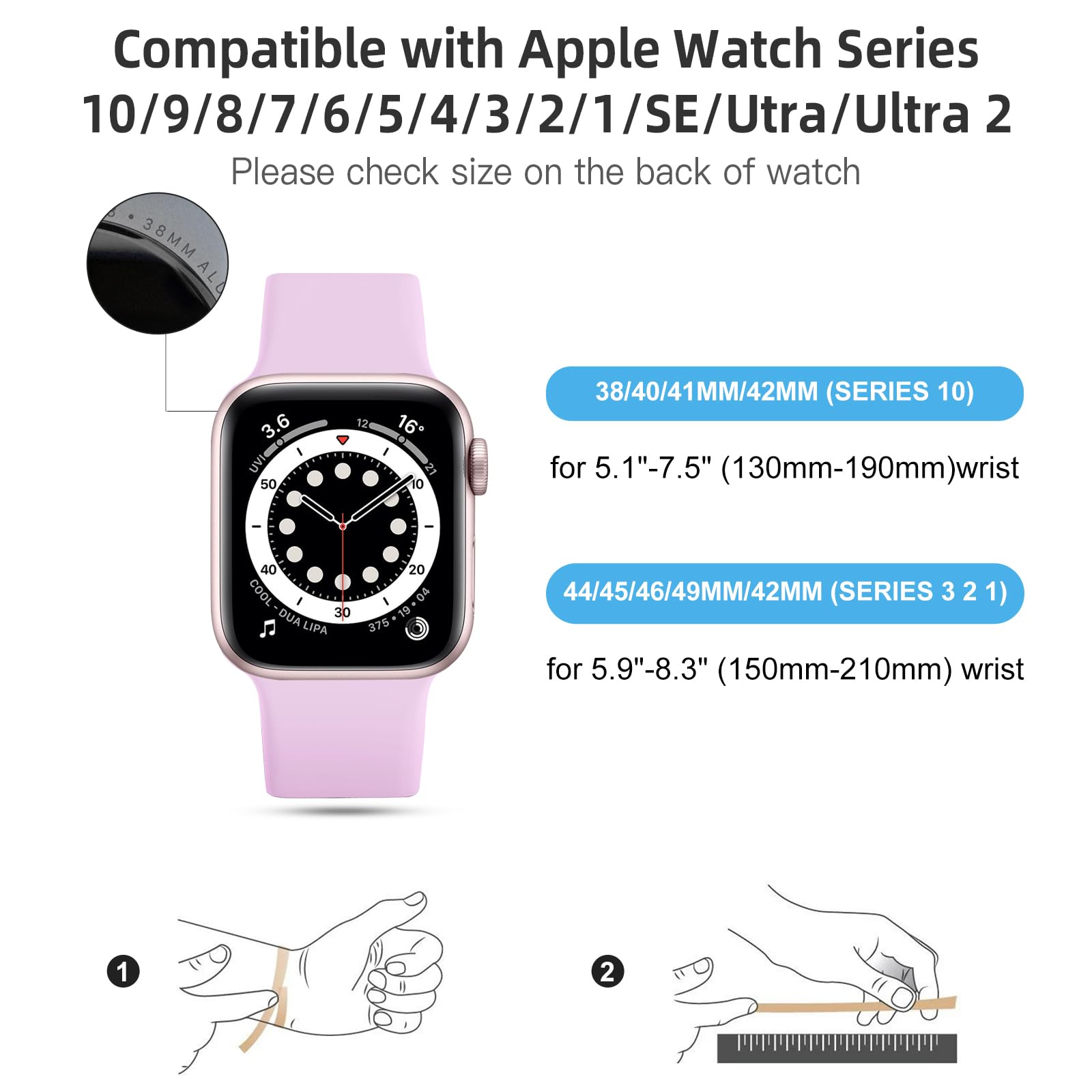 5 Pack Soft Silicone Sport Bands Compatible with Apple Watch 38mm 40mm 41mm - for iWatch Series 8/7/6/5/4/3/2/1/SE/Ultra - Breathable & Comfortable Strap for Men & Women - Perfect for Workouts, Running & Daily Wear (S/M Size)