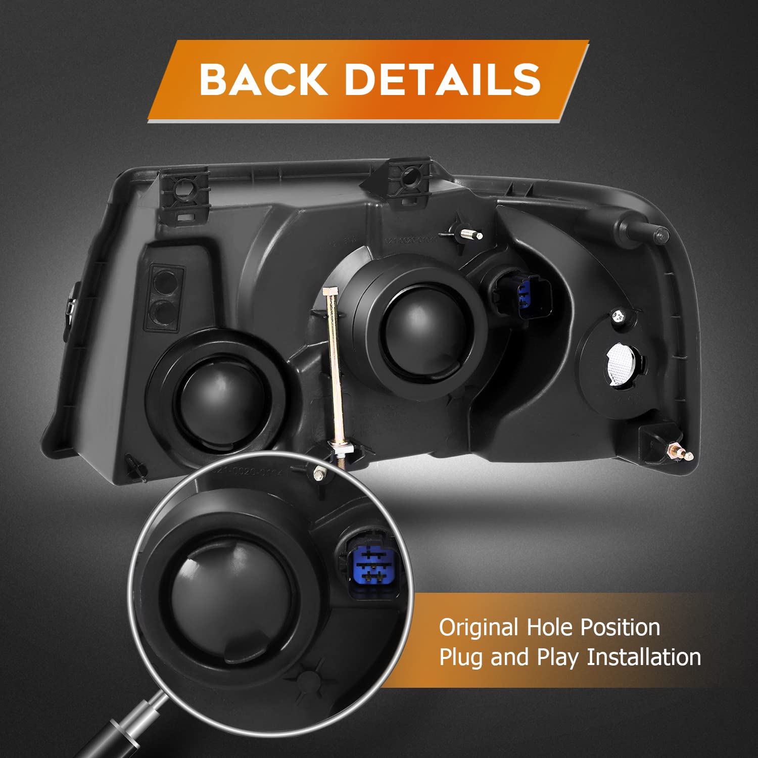 2003-2006 Ford Expedition Headlight Assembly - Black Housing, Clear Reflector & Lens - Driver & Passenger Side Replacement Headlamps - Perfect for Night Driving & Off-Road Adventures