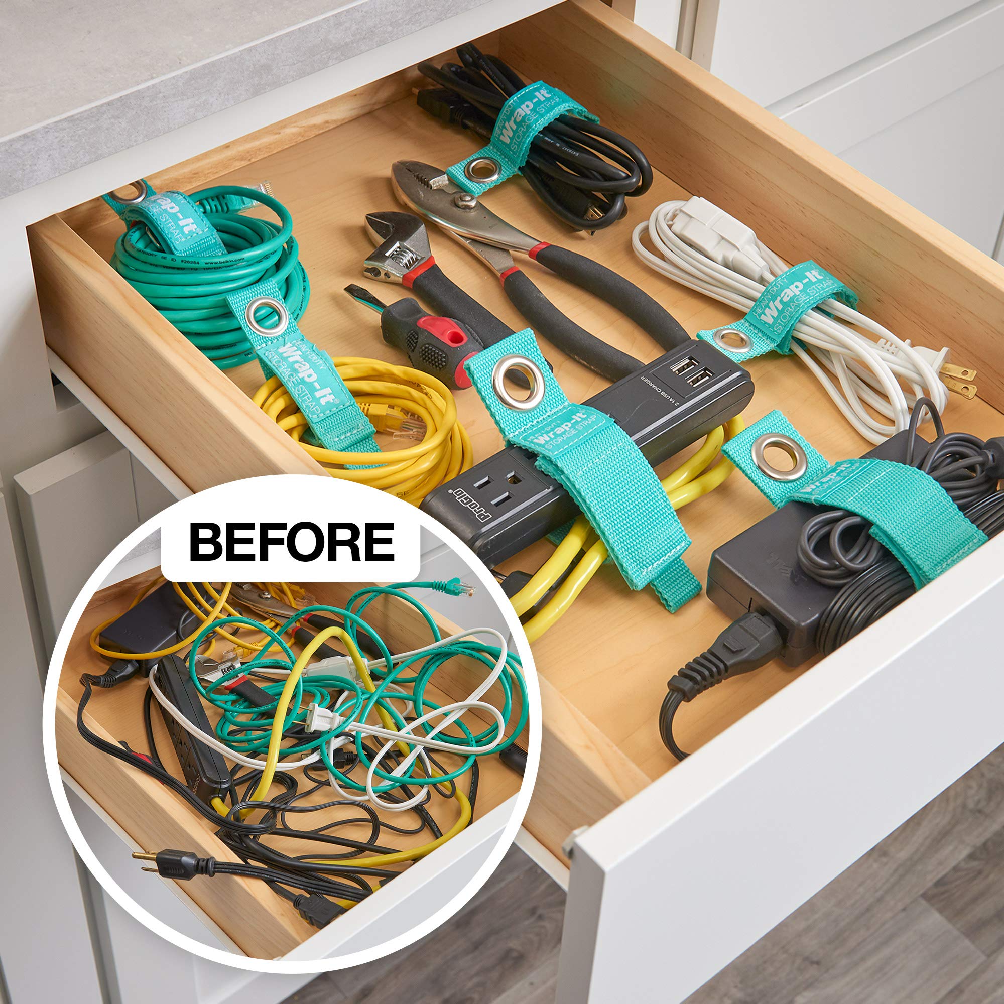 Heavy-Duty Hook & Loop Storage Straps 10-Pack - for Cords, Hoses & Garage Organization
