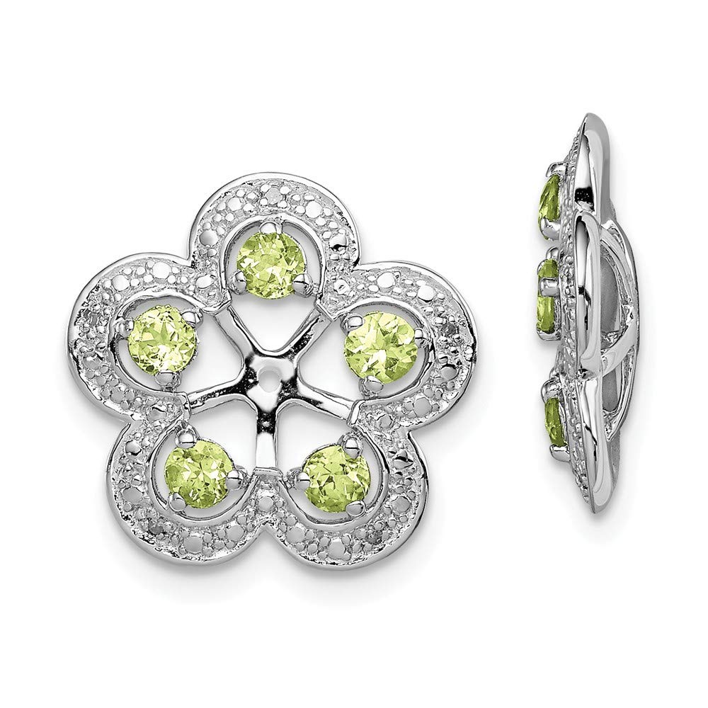 Sterling Silver Rhodium Plated Diamond & Peridot Earring Jacket - Elegant Dangle Earrings for Women, Perfect for Weddings, Parties & Special Occasions