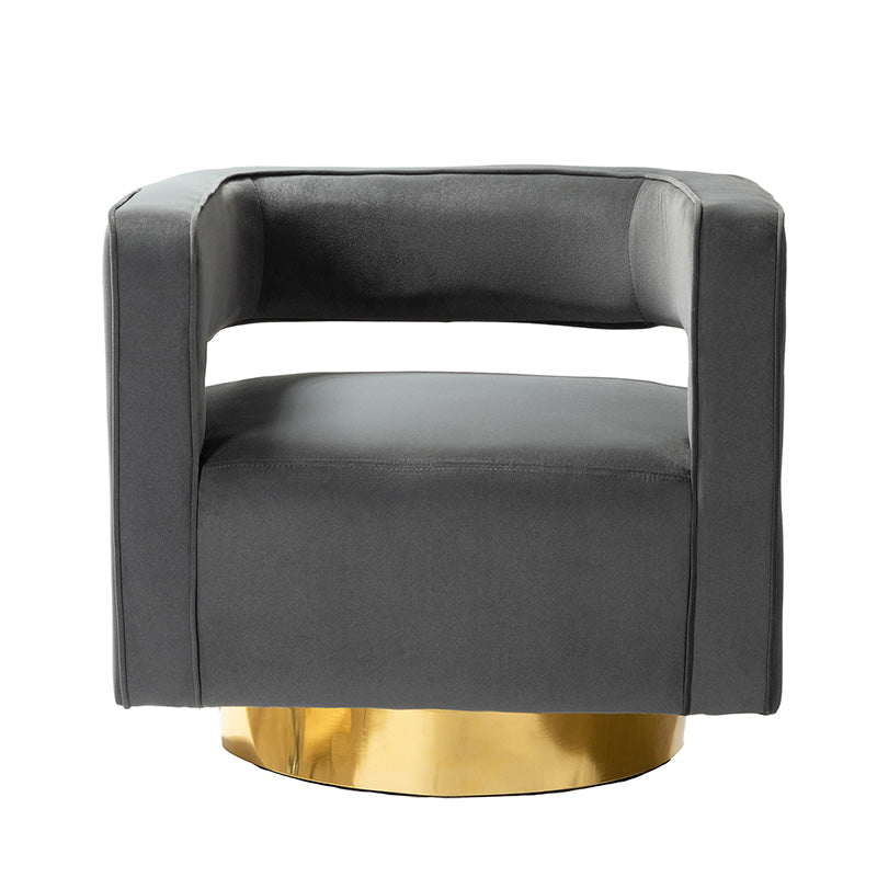 Agata Velvet Swivel Barrel Armchair - Modern Velvet Accent Chair with 360° Rotation for Living Room, Bedroom & Office