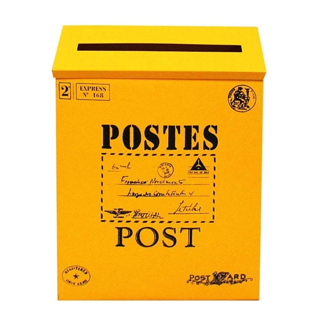 Wall Mounted Lockable Outdoor Letter Box - Secure Mailbox for Home, Garden & Post with Newspaper Slot - Decorative Mail Drop Box for Front Door, Porch & Yard (Color: E)