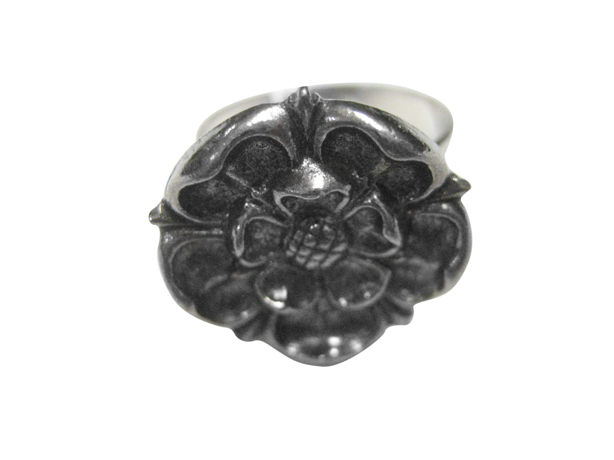 Kiola Designs Silver-Toned Tudor Rose Adjustable Fashion Ring for Women - Perfect for Weddings, Parties & Everyday Elegance