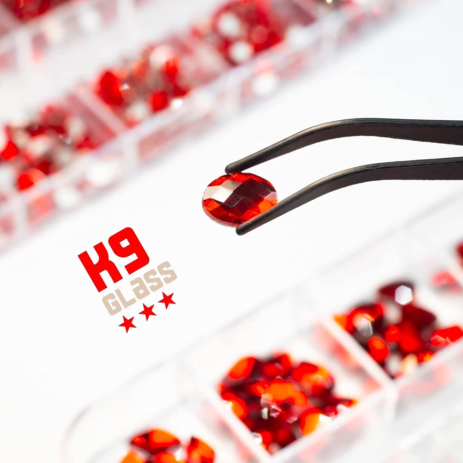 24 Styles Multi-Shape Ruby Red Rhinestones - Big Gems Nail Charms, Siam Round Beads, K9 Glass Stones for Nail Art, Face & Eye Makeup, DIY Crafts - Perfect for Bridal, Party & Festival Decorations