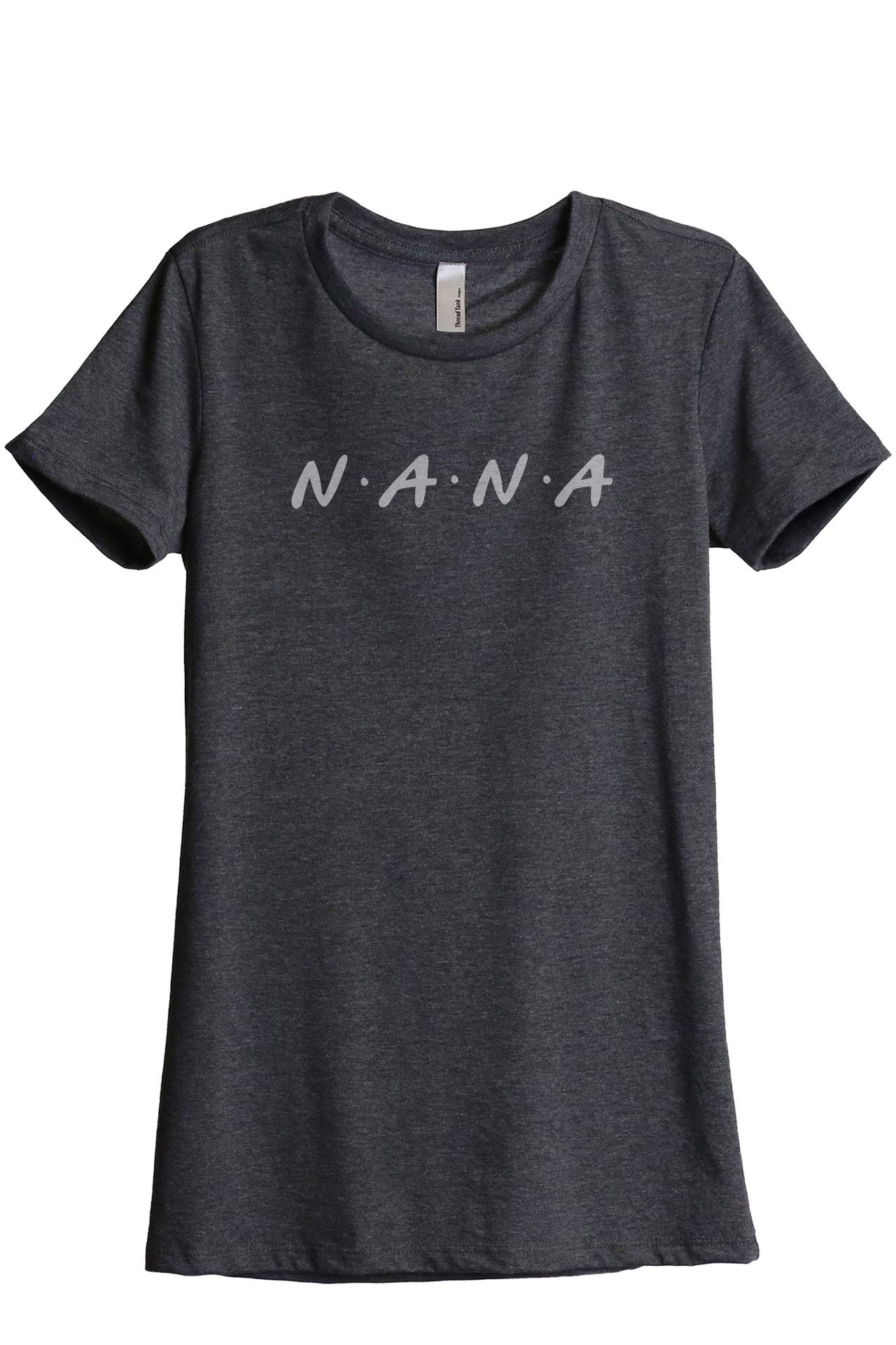Nana Friends Women's Casual Relaxed Fit T-Shirt - Soft Cotton Tee in Charcoal Grey, Size Large | Perfect for Everyday Wear, Weekend Outings & Lounge Comfort