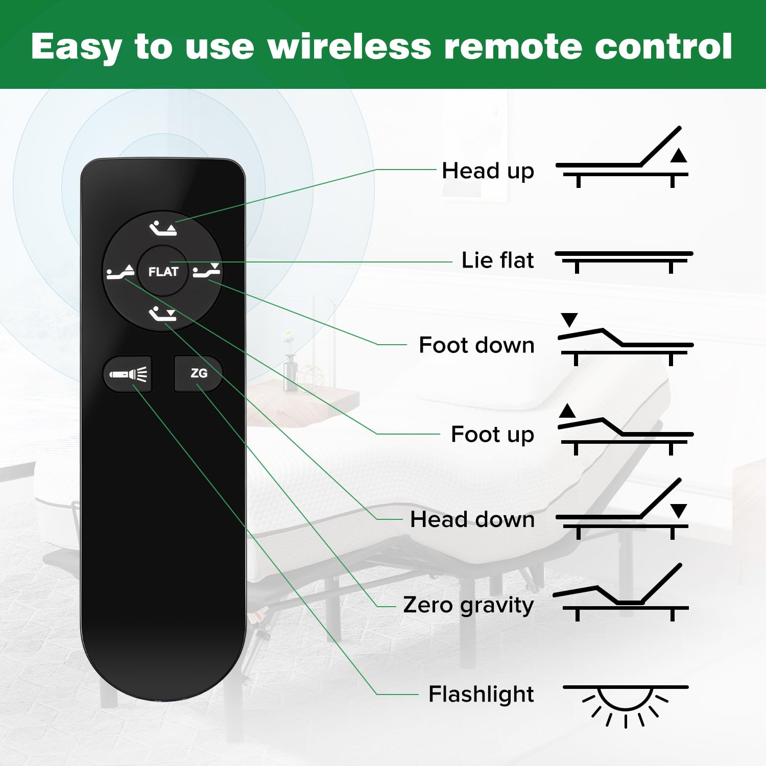 Donext Adjustable Bed Base with Wireless Remote - Queen Size Adjustable Bed Frame for Zero Gravity, Anti-Snore & Massage Functions - Perfect for Back Pain Relief, Reading & Watching TV in Bed