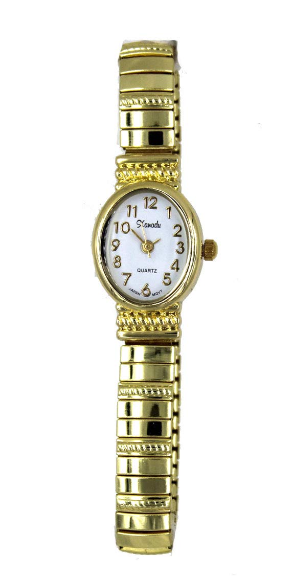 Elegant Ladies Gold Tone Dainty Stretch Band Watch with Oval Case - Perfect for Everyday Wear, Office & Special Occasions