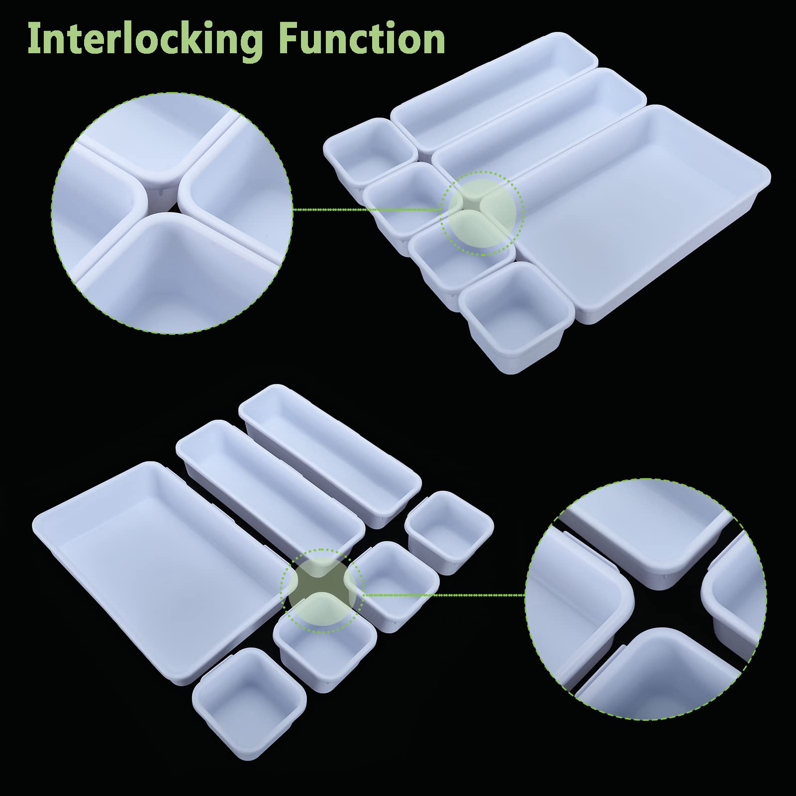 42-Piece Interlocking Drawer Organizer for Office, Kitchen & Bathroom Storage