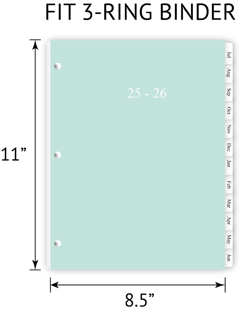 Newestor 2025-2026 Weekly Planner Refill Pages for 3-Ring Binder - July 2025 to June 2026 Calendar with Monthly Tabs, 8.5