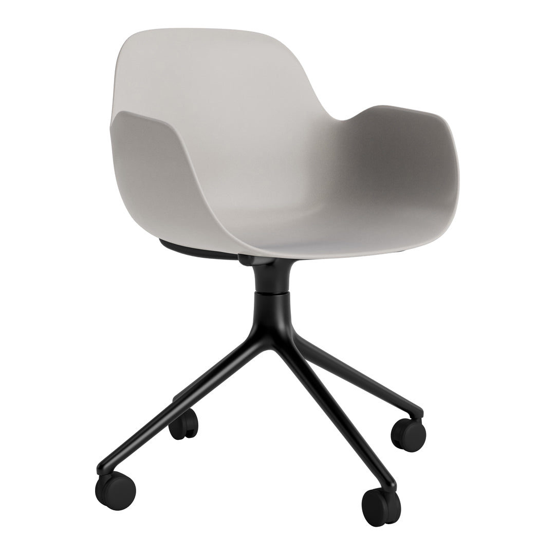 Modern Form Armchair with 4-Wheel Swivel Base - Ergonomic Office Chair for Home & Workspace - Perfect for Desks, Reading Nooks, and Living Rooms