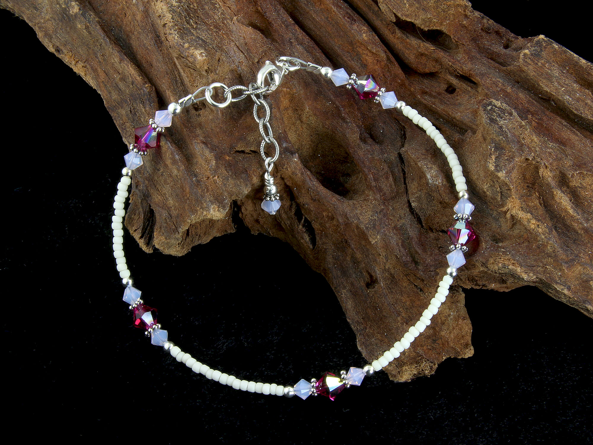Dazzling Violet Opal Fuchsia Crystal Anklet Bracelet for Women - Elegant Bohemian Ankle Jewelry for Summer, Beach, Wedding & Boho Fashion Accessories