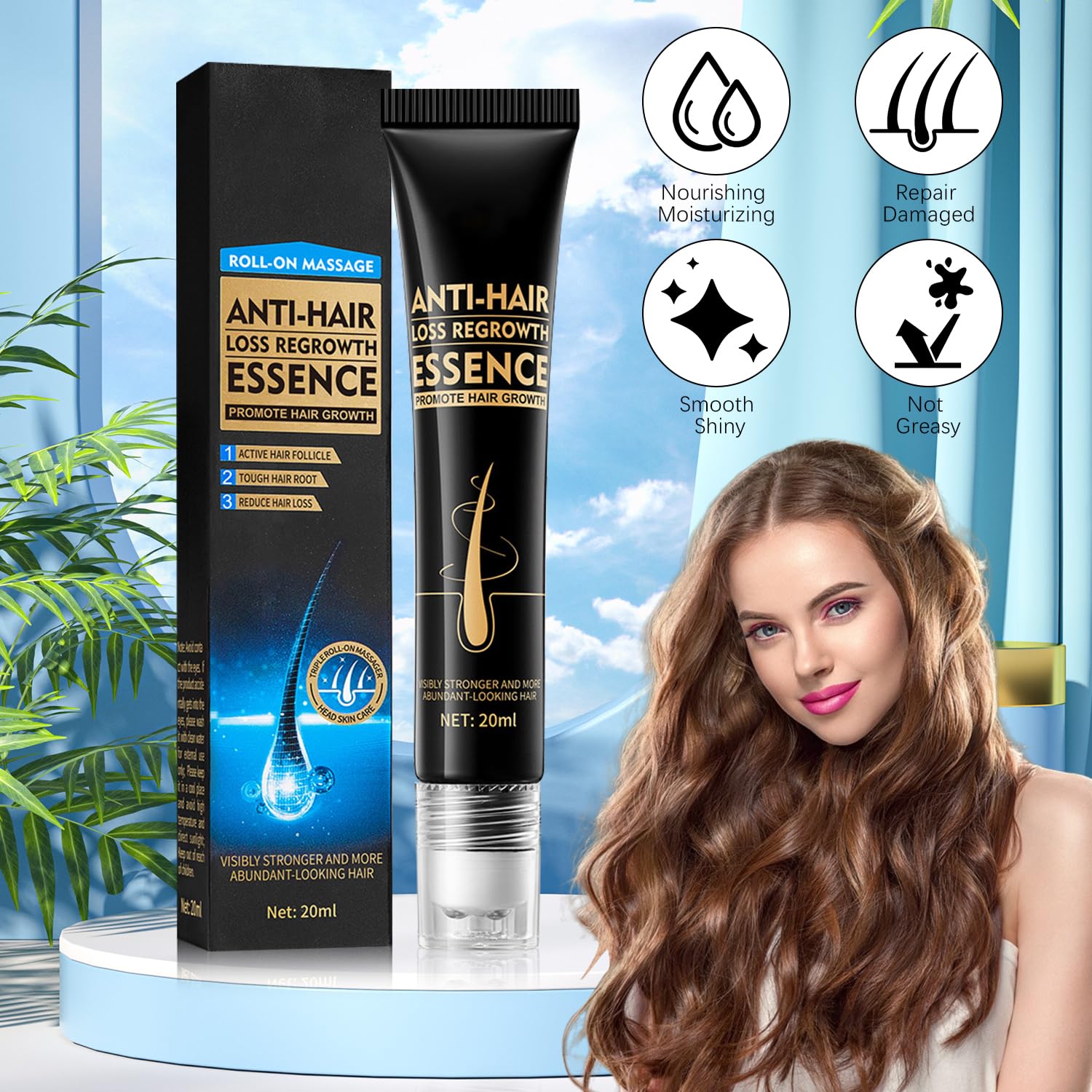 2PCS Zozu Hair Regrowth Essence - Anti Hair Loss Serum for Women & Men, Hair Growth Oil Treatment for Dry & Damaged Hair, Strengthening & Nourishing Hair Care - Perfect for Daily Use & Scalp Massage