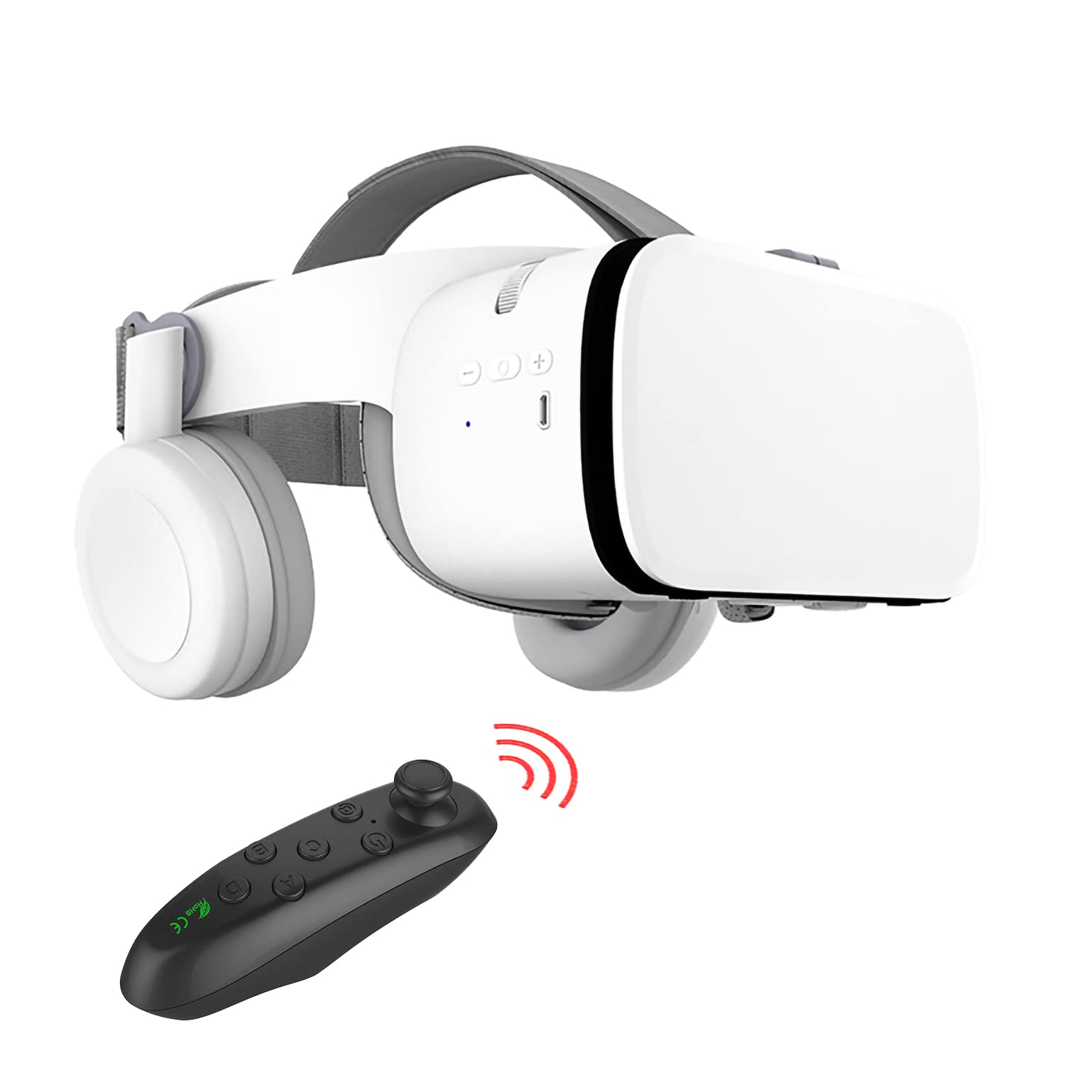 VR Headset for iPhone & Android - 3D Virtual Reality Glasses with Bluetooth Headset & Remote Controller for Movies, Gaming & Metaverse | Wireless VR Goggles for Immersive Entertainment, Travel & Education (Vrpark Controller)