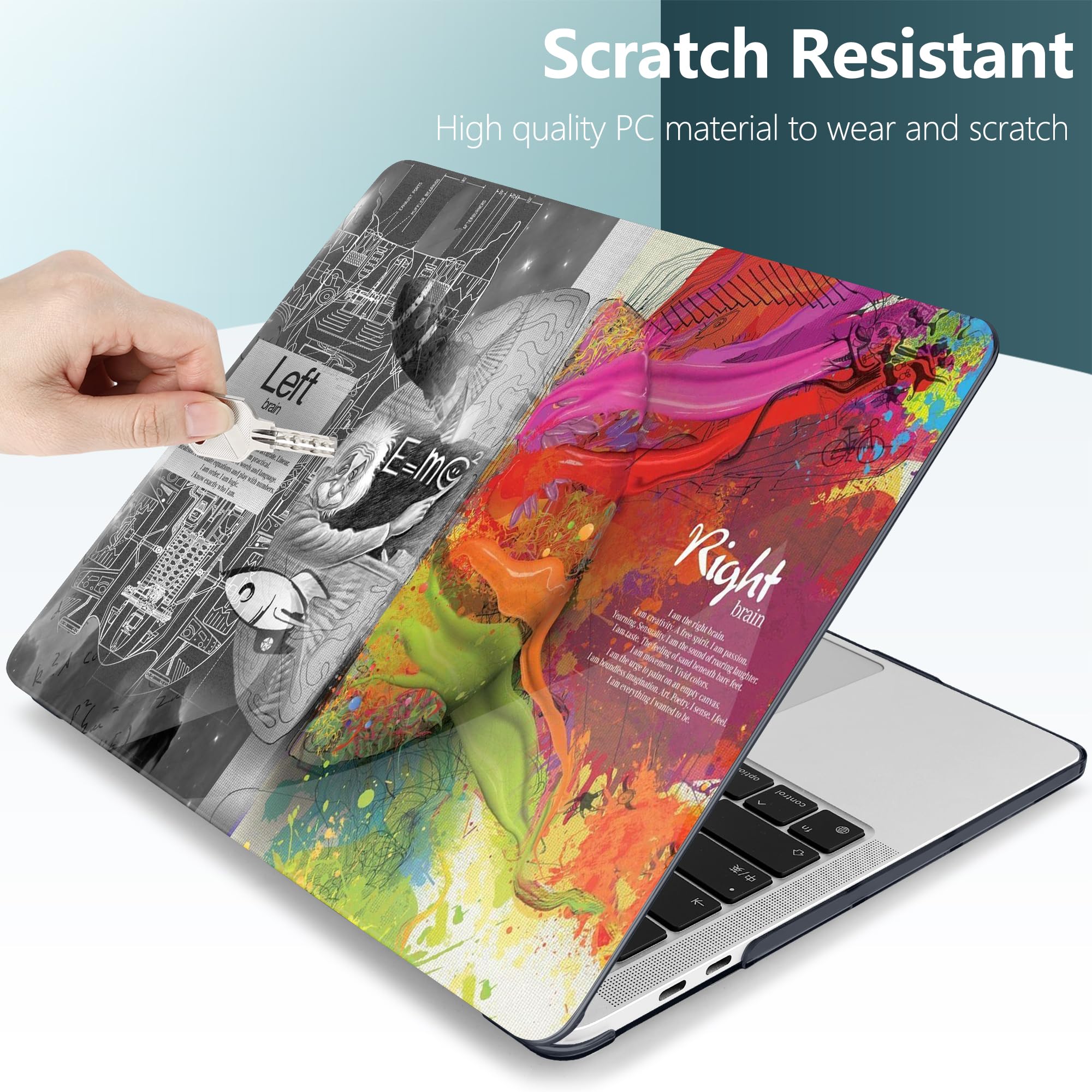 TwoL Hard Plastic Protective Case for MacBook Pro 13 inch (2020-2022 Models A2338 M2/M1 A2289 A2251) with Keyboard Cover & Screen Protector - Creative Brain Design | Perfect for Work, Travel & School Use
