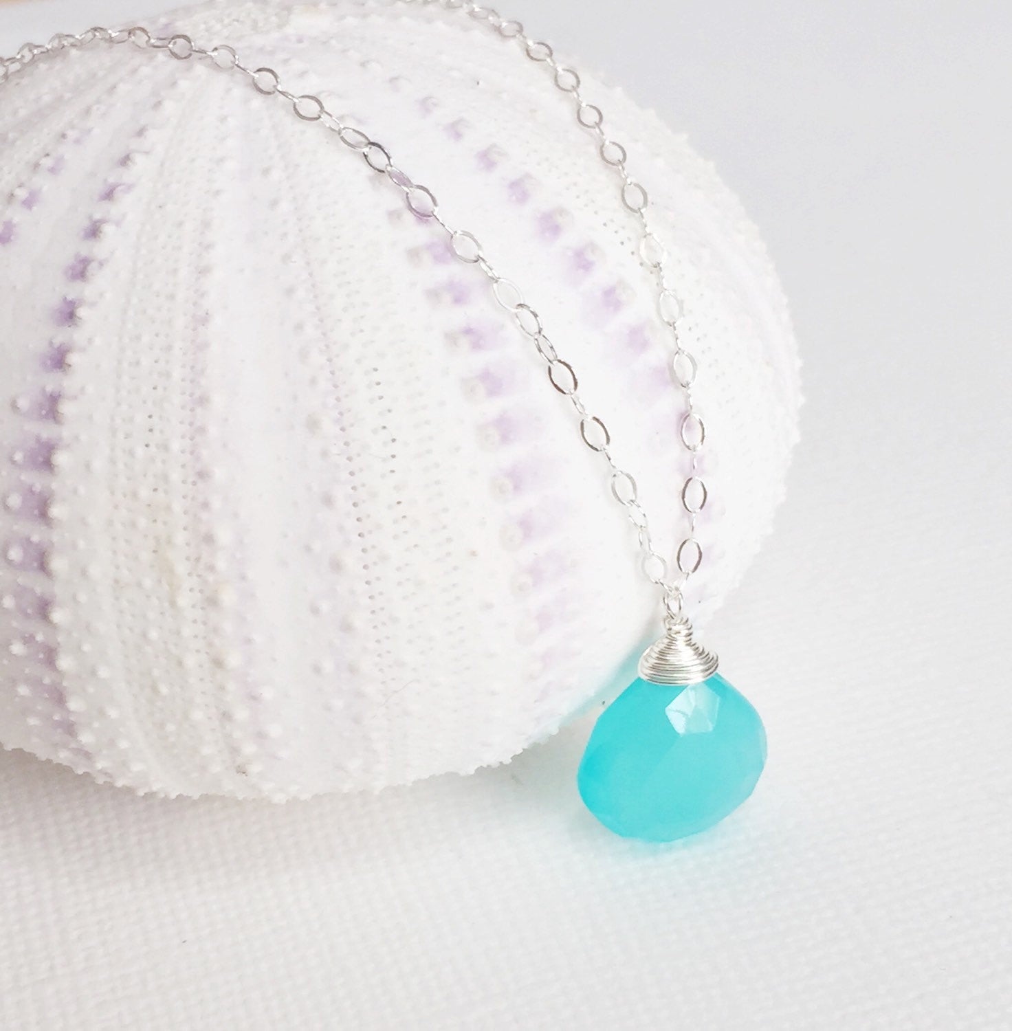 Aqua Chalcedony Necklace Kaipo (N111) - Elegant Jewelry for Women, Perfect for Weddings, Parties & Everyday Wear