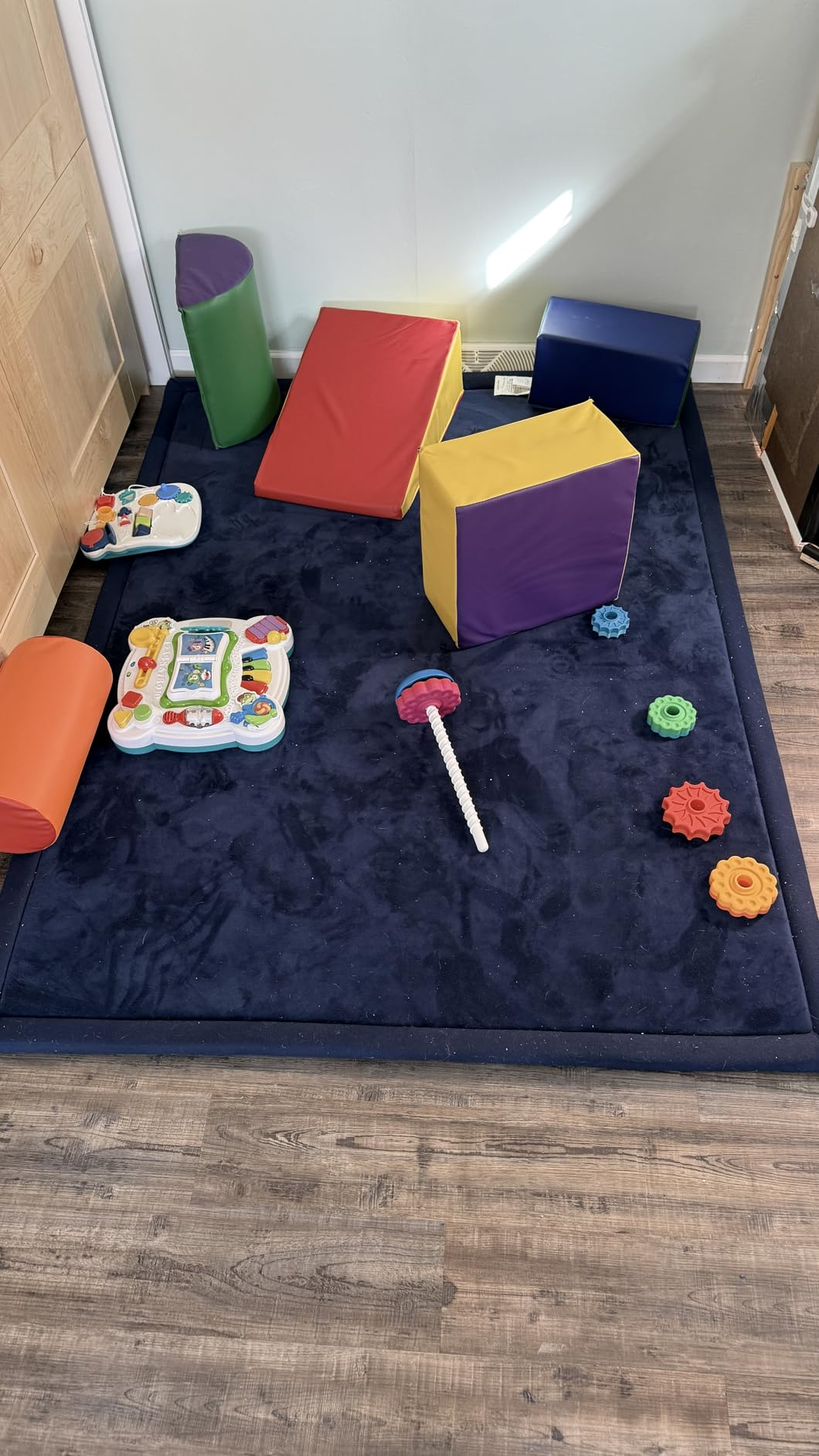 MAXYOYO Baby Play Mat - Soft Coral Velvet Thick Japanese Tatami Rug with Non-Slip Backing, Navy Blue | Perfect for Nursery, Playroom & Kids' Floor Activities