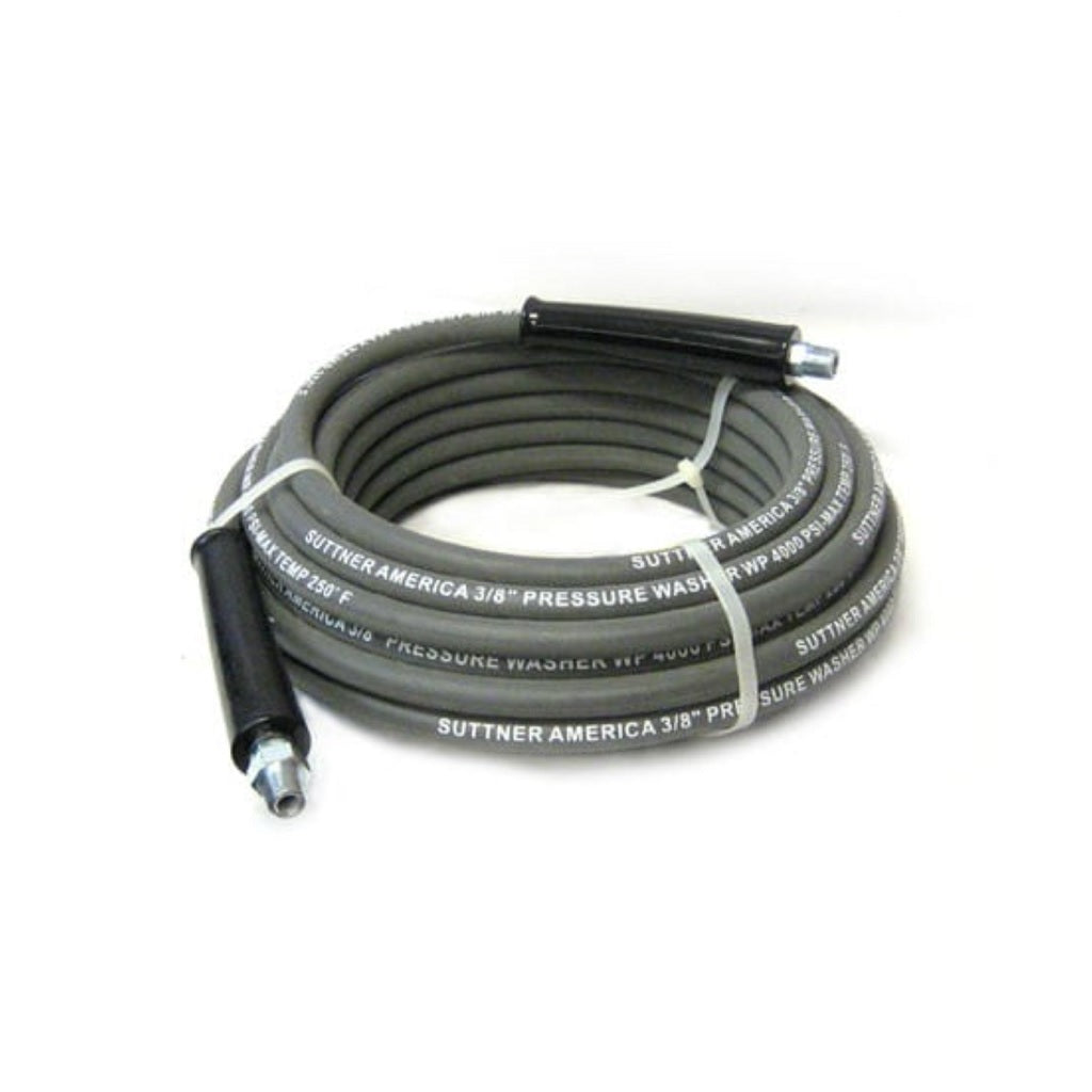 Suttner 3/8 Inch ID 4000psi High Pressure Single Braid Grey Hot Water Hose - 250°F Heat Resistant, 100ft Length, NPT Solid x Swivel Ends - Perfect for Industrial, Commercial & Home Water Transfer, Hydraulic Systems, and Hot Water Applications