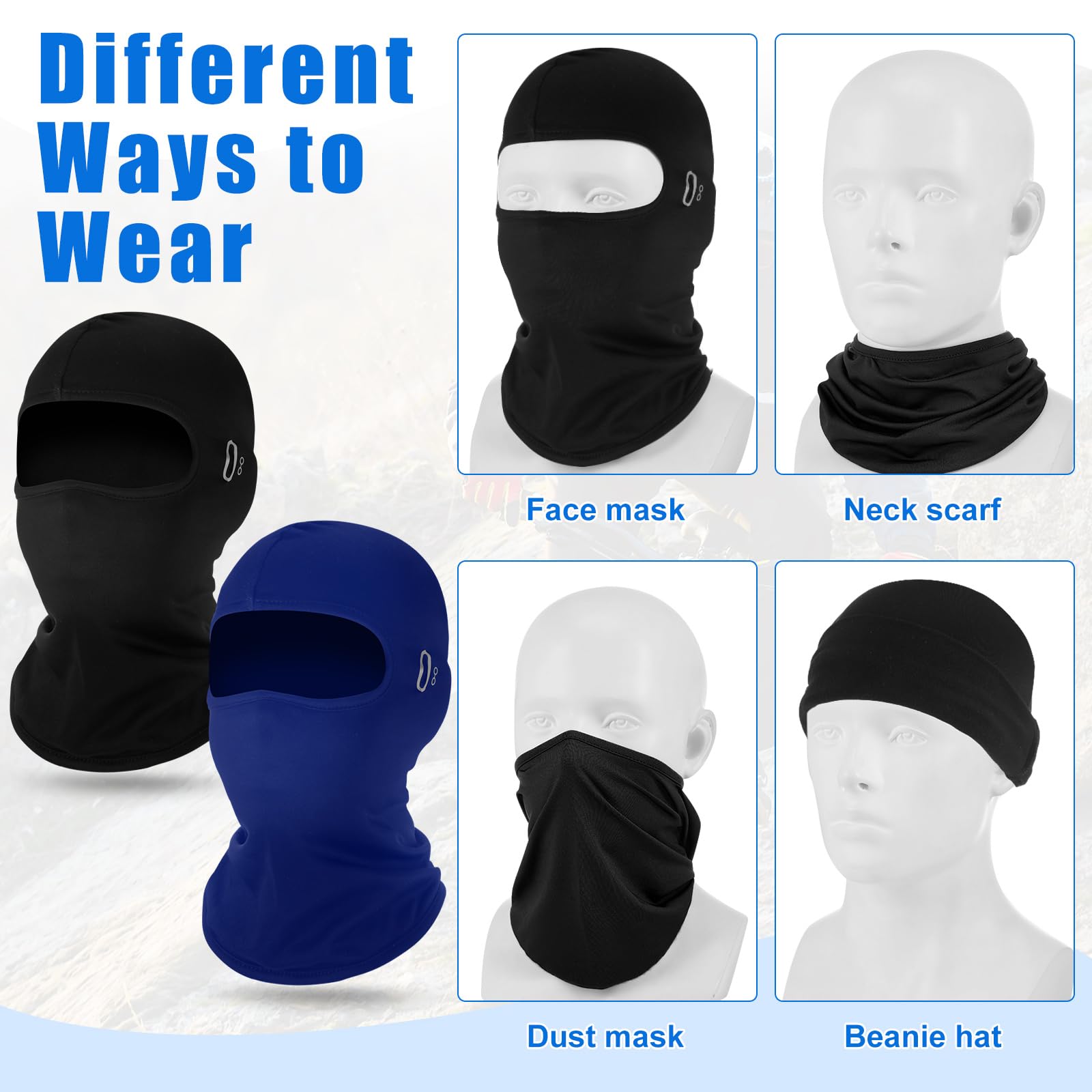 Suhine 5-Pack Winter Balaclava Ski Mask - Windproof Thermal Full Face Cover for Cold Weather with Reflective Stripe - Perfect for Skiing, Snowboarding, Motorcycling & Outdoor Winter Activities