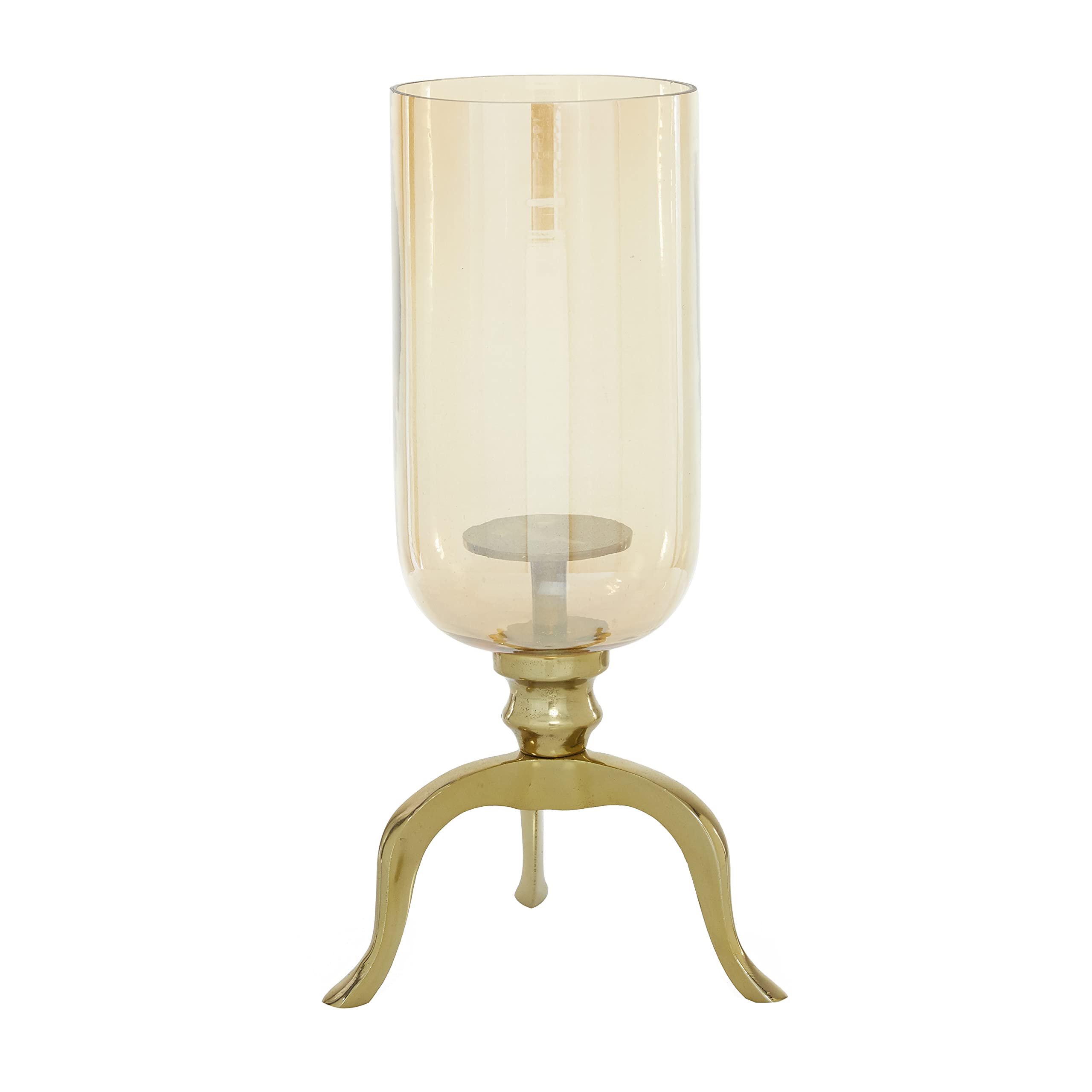 Deco 79 Gold Aluminum Metal Single Candle Hurricane Lamp - 9