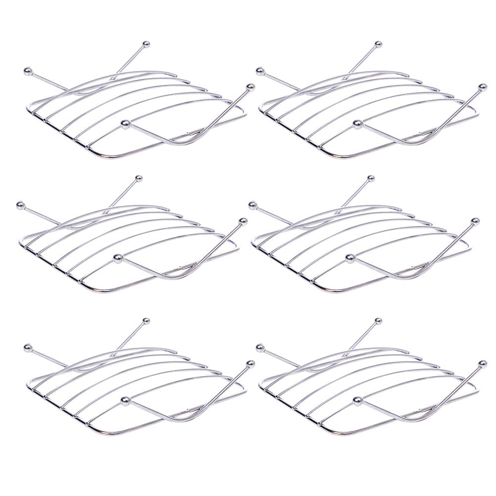 Cabilock 6-Pack Stainless Steel Soap Dish Holder - Square Hollow Drain Soap Rack for Bathroom, Kitchen & Toilet - Rustproof Soap Storage Shelf for Shower, Sink Counter & Vanity Organization